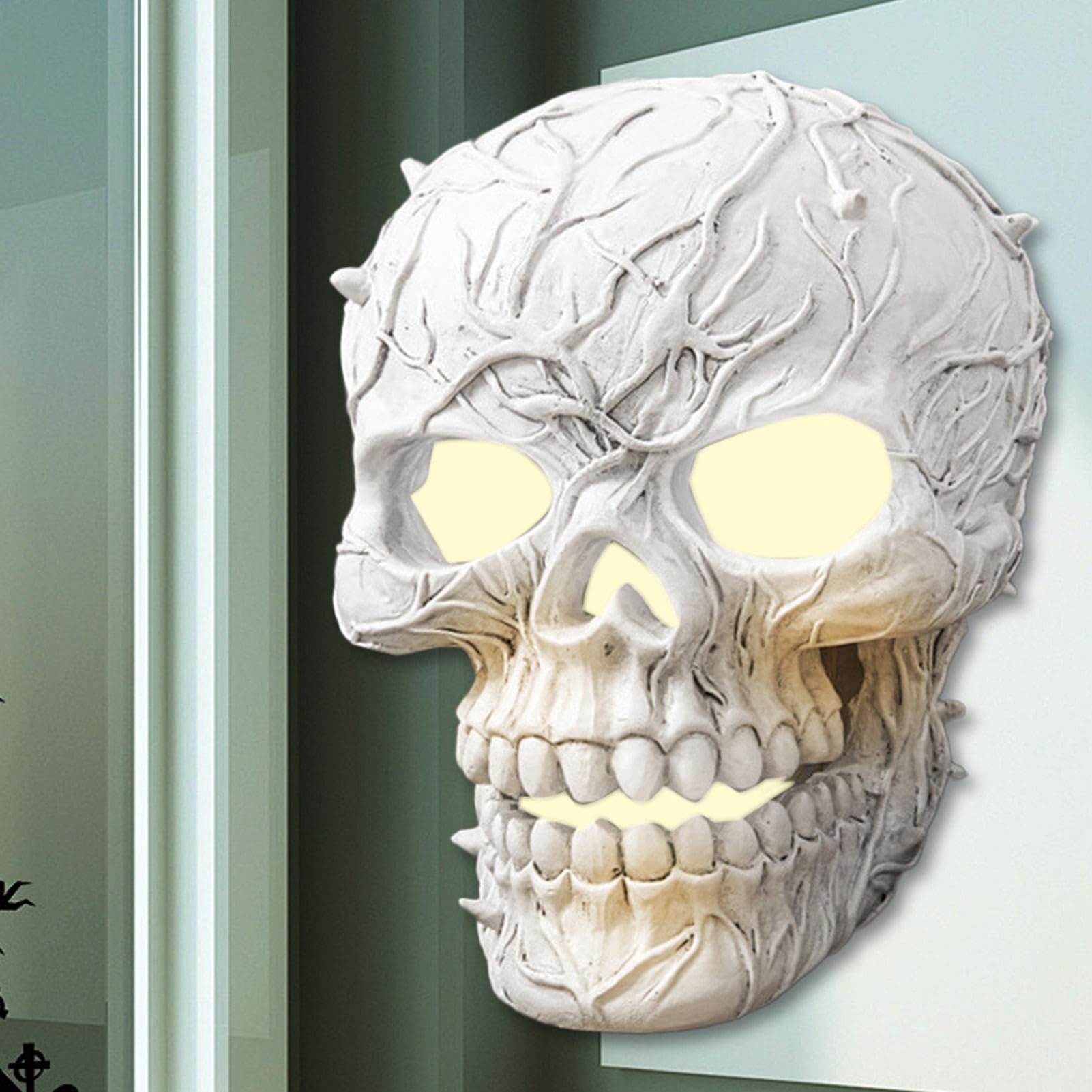 Lampki Halloween Z Czaszką Solarna Lampa Ogrodowa Czaszka Z Żywicy | Lampki Szkieletowe Na Ścieżkę Na Zewnątrz Podwórko Trawnik Patio Ścieżka Ogrodzenie Impreza