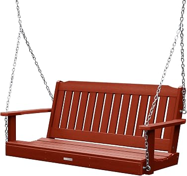 Highwood Lehigh Porch Swing, 5 Feet, Rustic Red