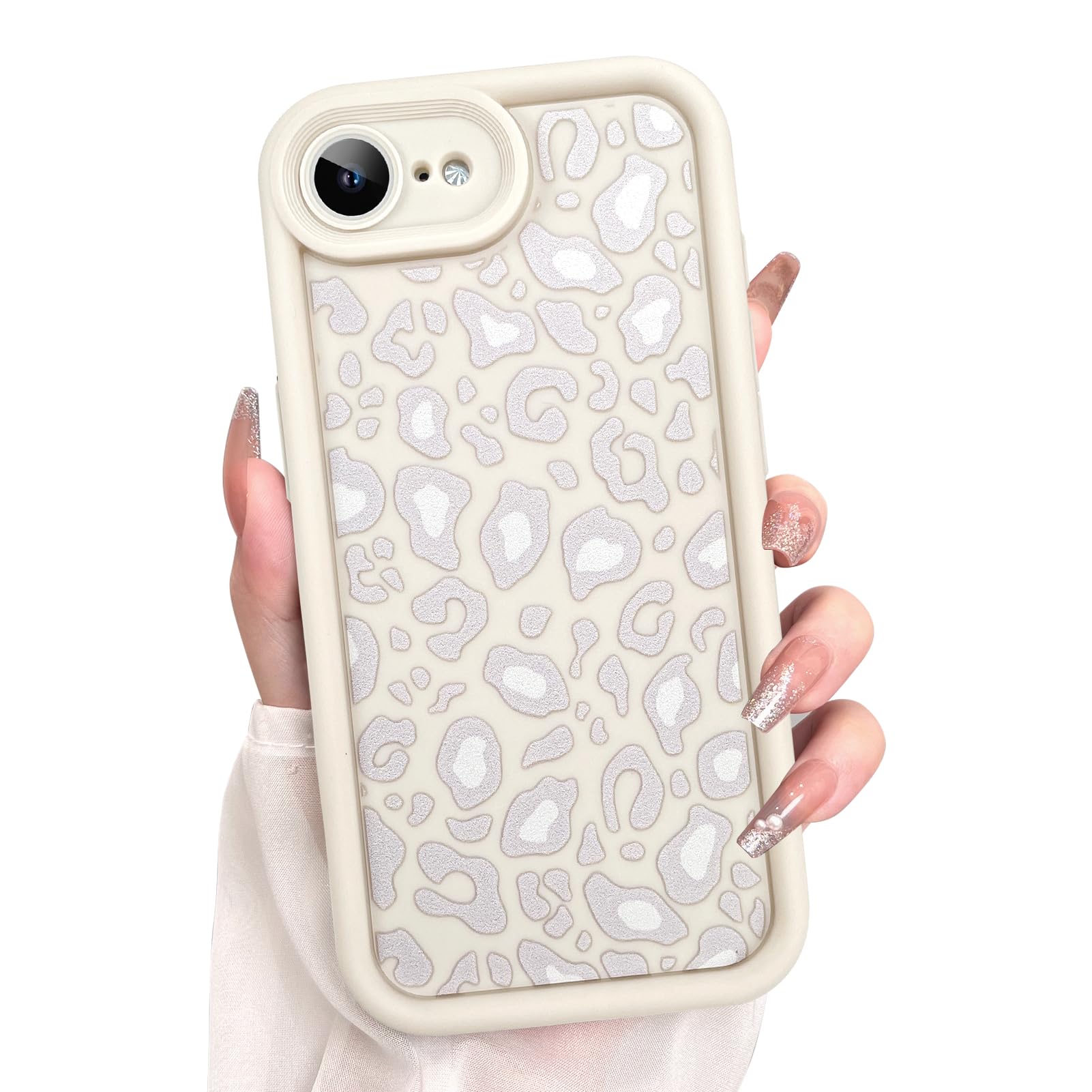 KANGHAR Case for iPhone 16e Leopard Printed Pattern Cute Cheetah Phone Case Soft TPU Shockproof Protective Cover for iPhone 16e 6.1 Inch Beige with