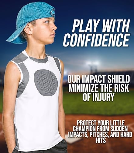 Miniatura 4 de Exxact Sports Protector de pecho de béisbol juvenil, protector de pecho acolchado para esternón, protector de pecho de sóftbol para niñas y jóvenes