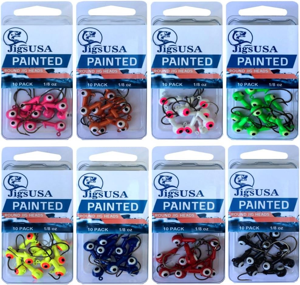 80pcs 1/8oz 8 Colors Painted Jig Heads Fishing Gear