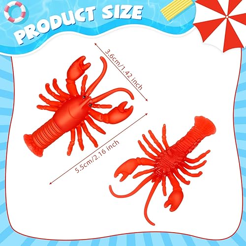 Miniatura 2 de Lewtemi 50 piezas de mini juguetes falsos de cangrejo de cangrejo de cangrejo rojo de caucho TPR suave modelos de langosta decoración para educación