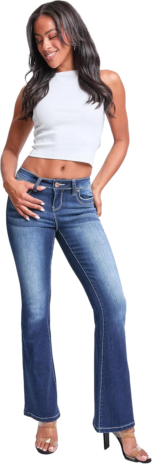 YMI Womens YMI Jeans Women's Wannabettabutt Low Rise Embroidered Flare Jeans - Image 6