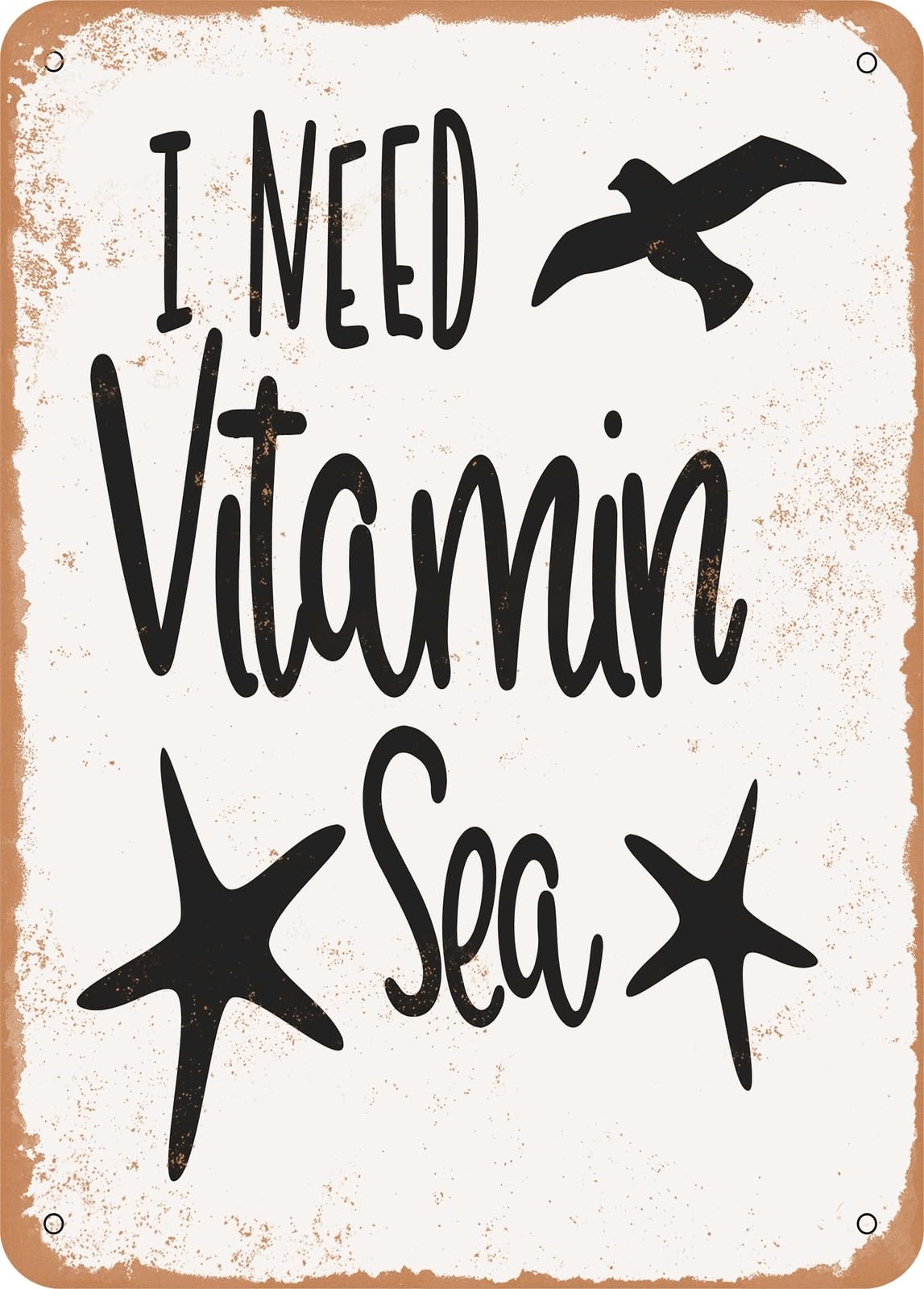 Miaomansenstore Metal Sign - I Need Vitamin Sea - 4 - Vintage Rusty Look Home Decor
