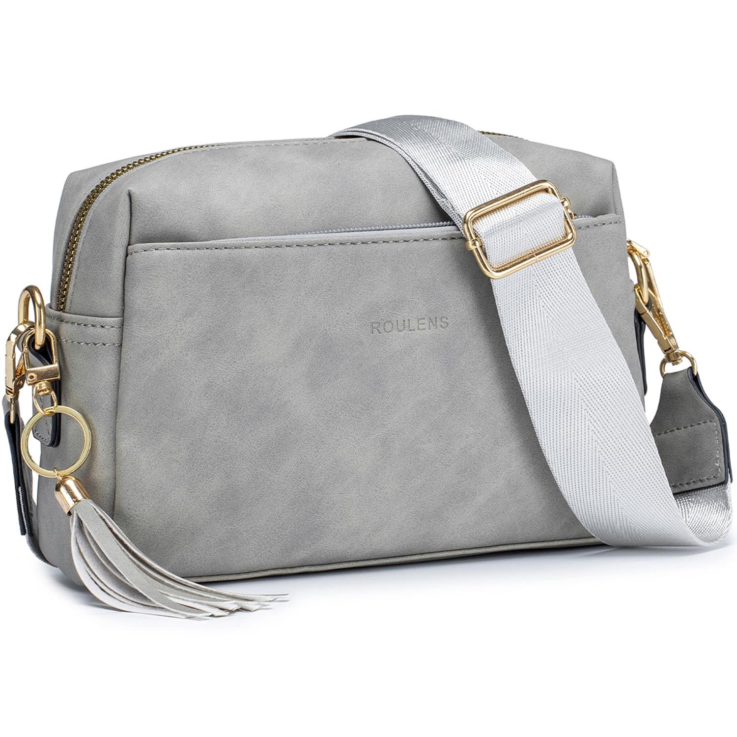 Roulens Bolsos Bandolera Para Mujer con 3 Compartimentos Grandes,Cuero PU Bolso de Hombro Pequeña de Mujer,Bolso Pequeño Bandolera para Damas Mujeres con Correa Ancha Ajustable Y ExtraíBle