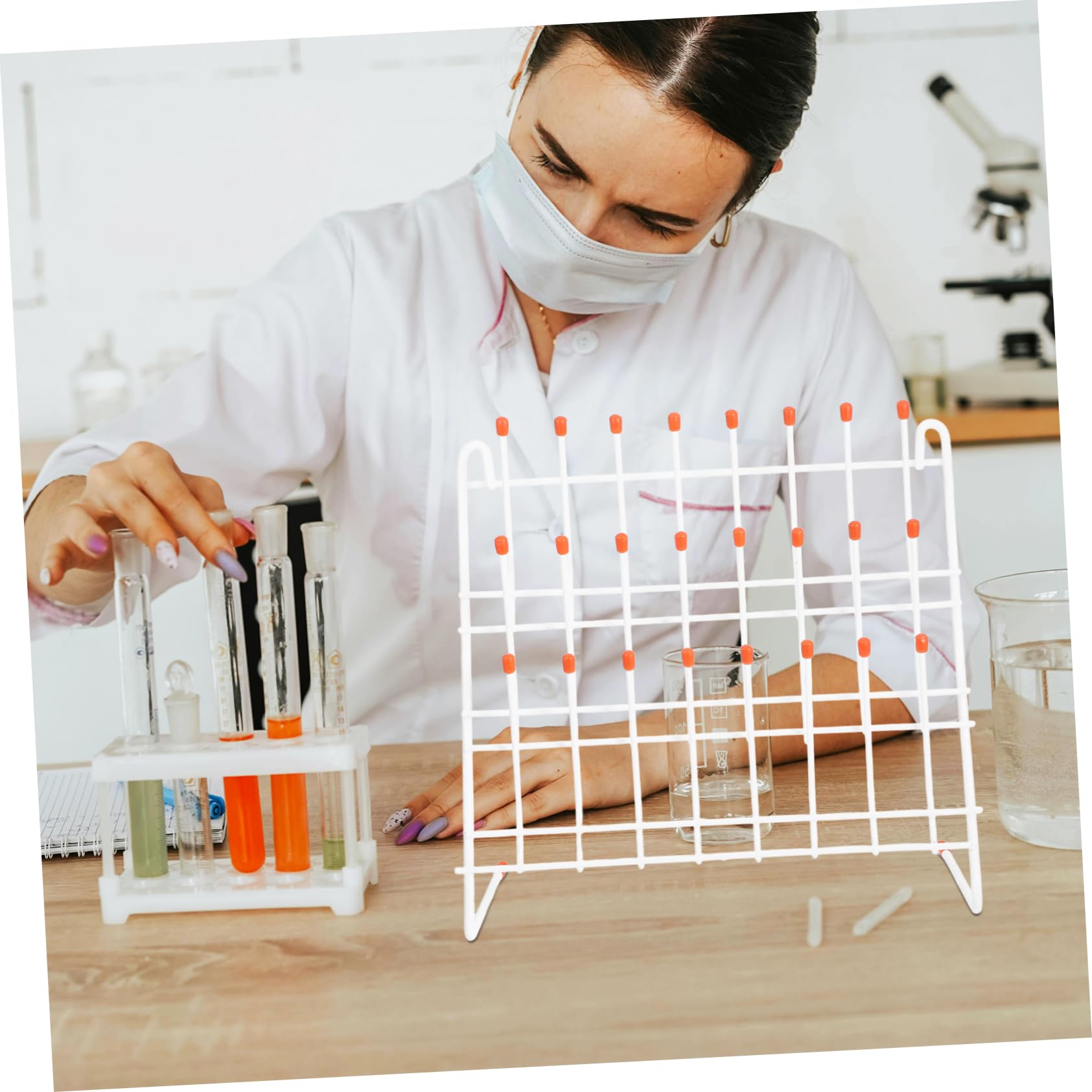 Ciieeo Rejilla de Drenaje Soporte Ligero de Hierro Blanco, Fácil de Transportar y Almacenar para Tubos de Ensayo y Vasos de Laboratorio para Trabajo en Laboratorio