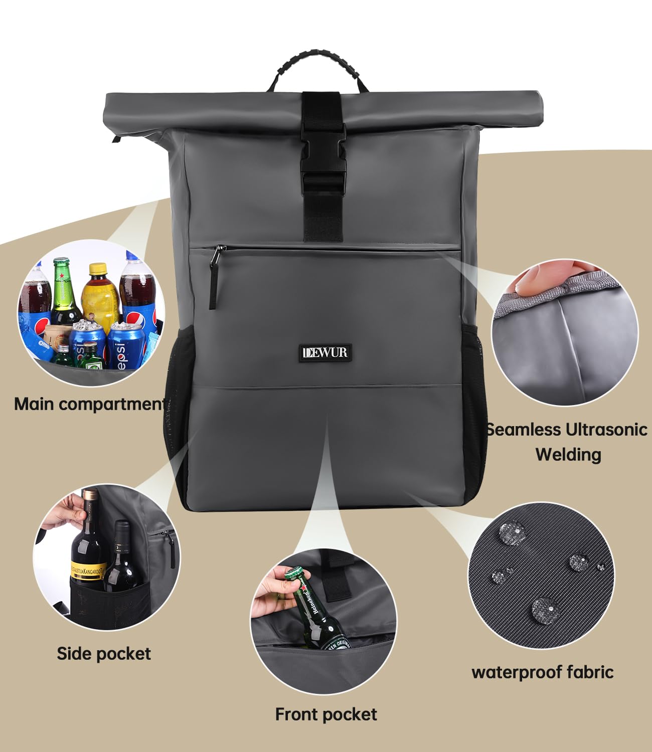 Rugzak Voor Camping En Strand 18L Zachte Koeler Rugzak 18L, Grote Geïsoleerde Picknick Lunch Rugzak Soft-Sided Koeltas Voor Camping/BBQ/Familie Outdoor Activiteiten Blauw Koeltas Voor Eten En Drinken
