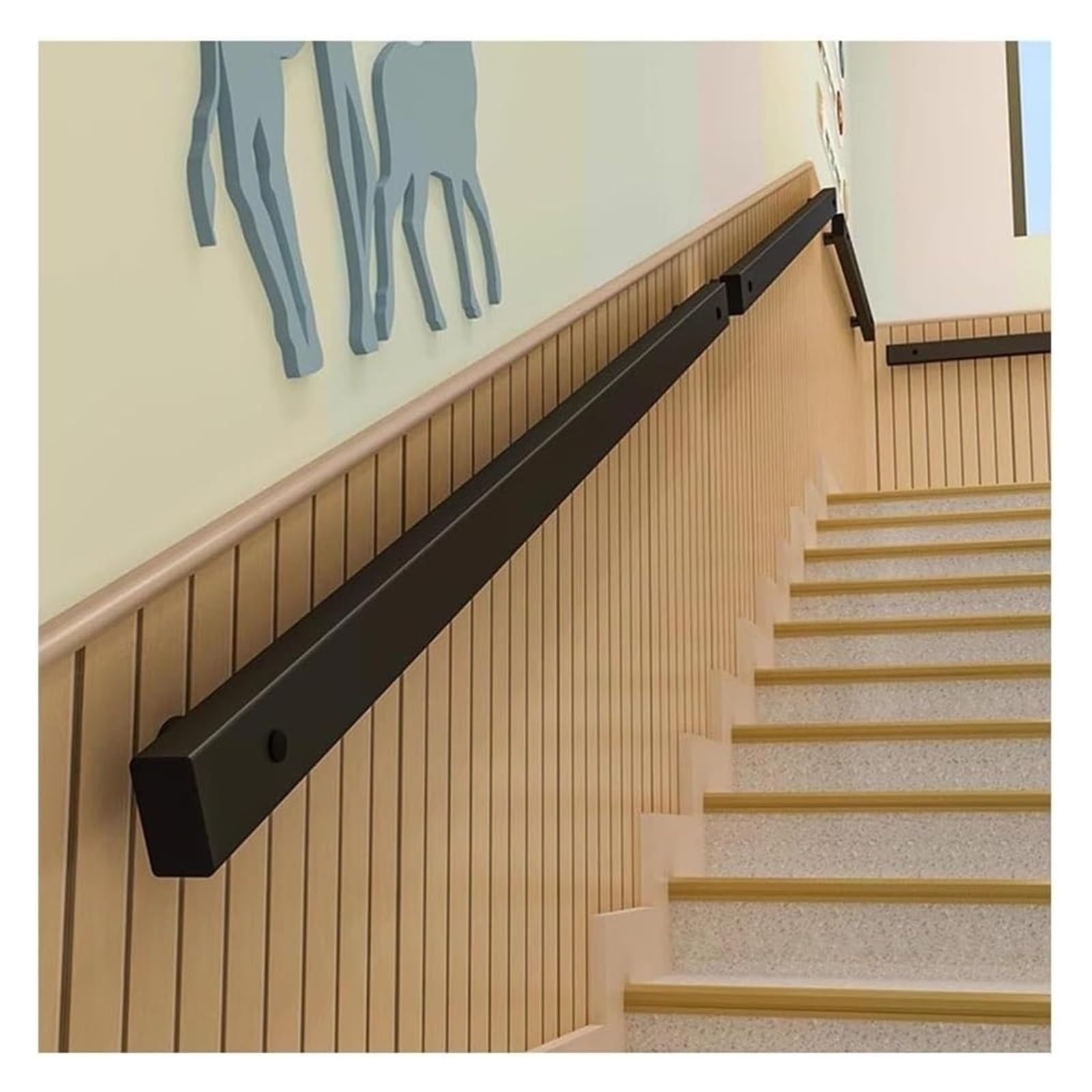 Stair Railing Handrails for Stairs Stainless Steel Railing Outdoor Indoor Handrail Wall Non-Slip Grab Bar Railing Safety Hand Rail(Black,60cm)
