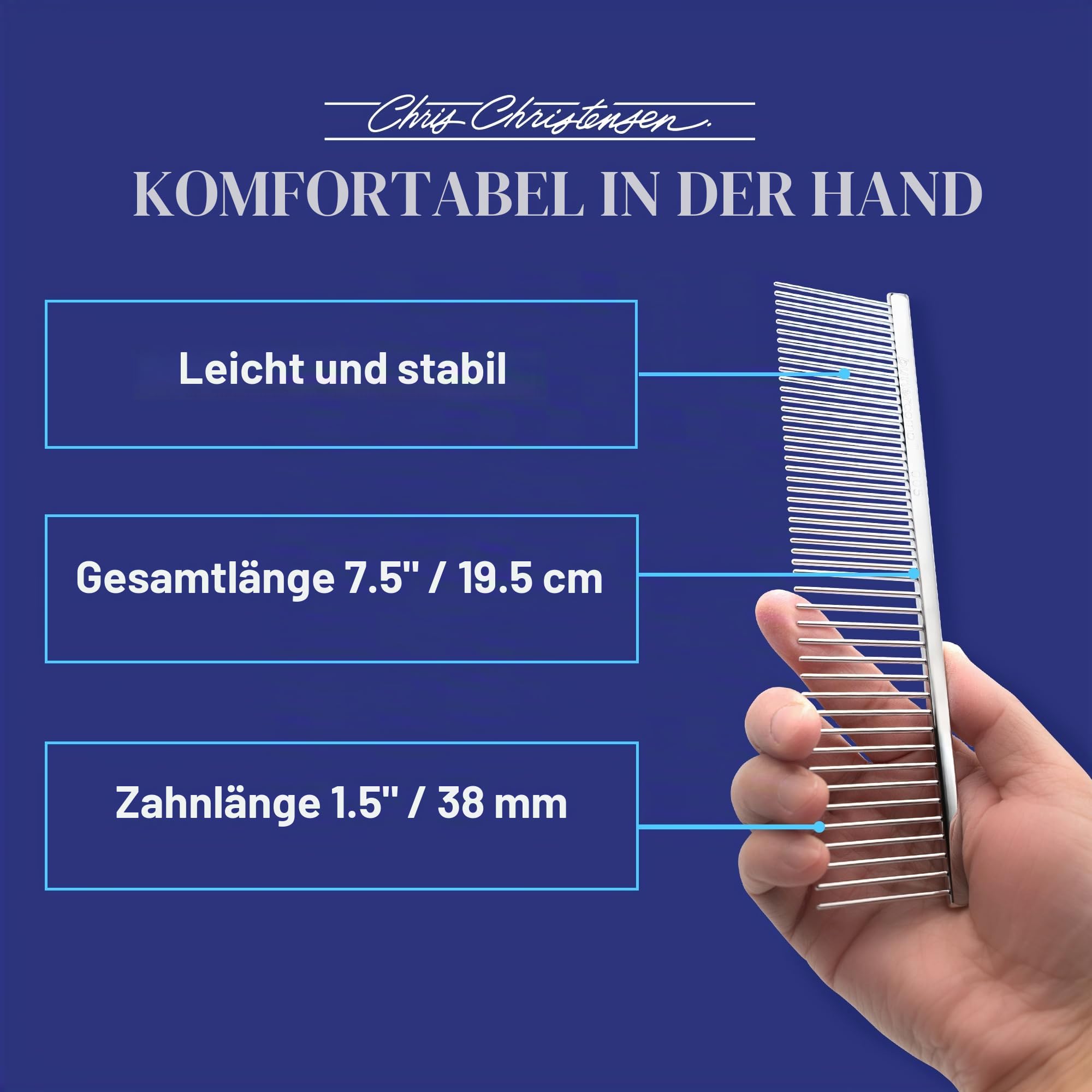 Chris Christensen 005 lang Zahn feine/grobe buttercomb