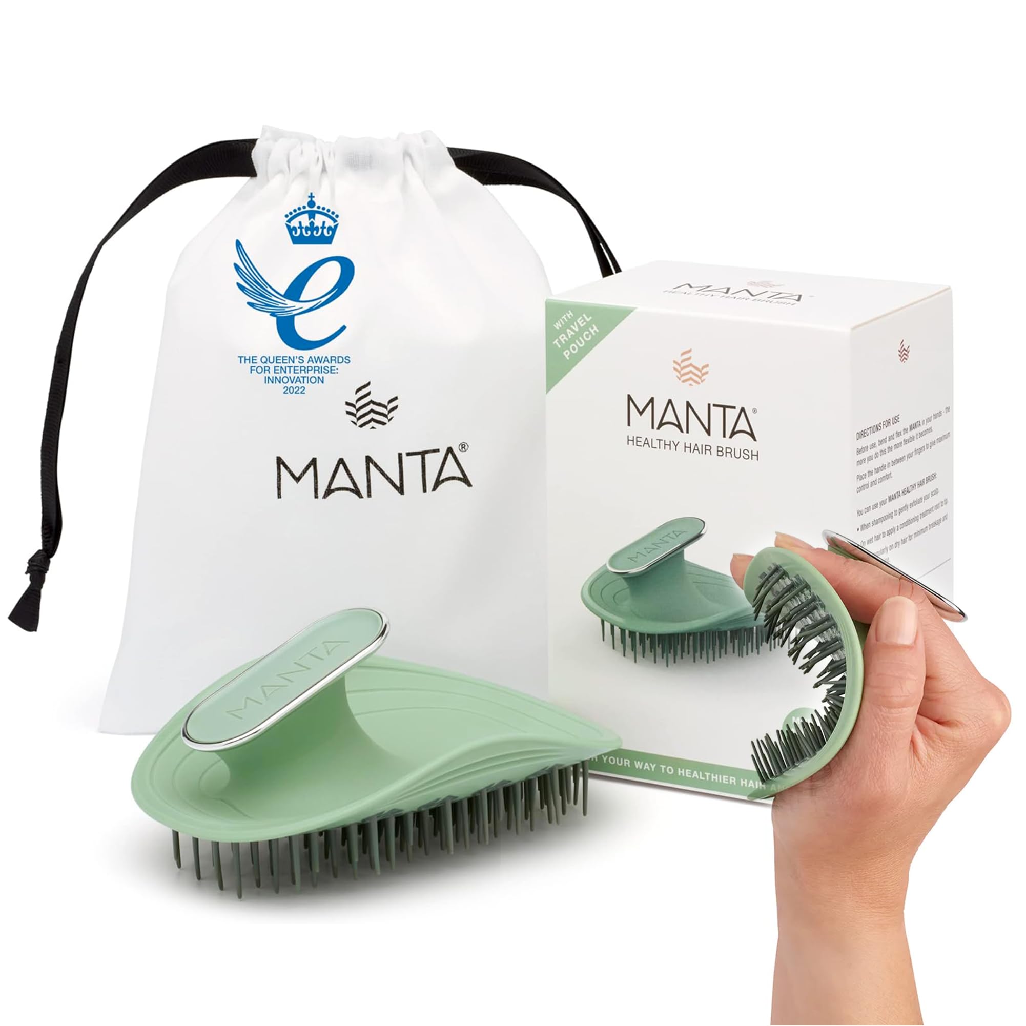 Original Anti-Breakage Hairbrush – Best Detangling & Flexible Brush for Healthy, Thinning & All Hair Types, Gentle Hair Care for Women & Men, Serene Green