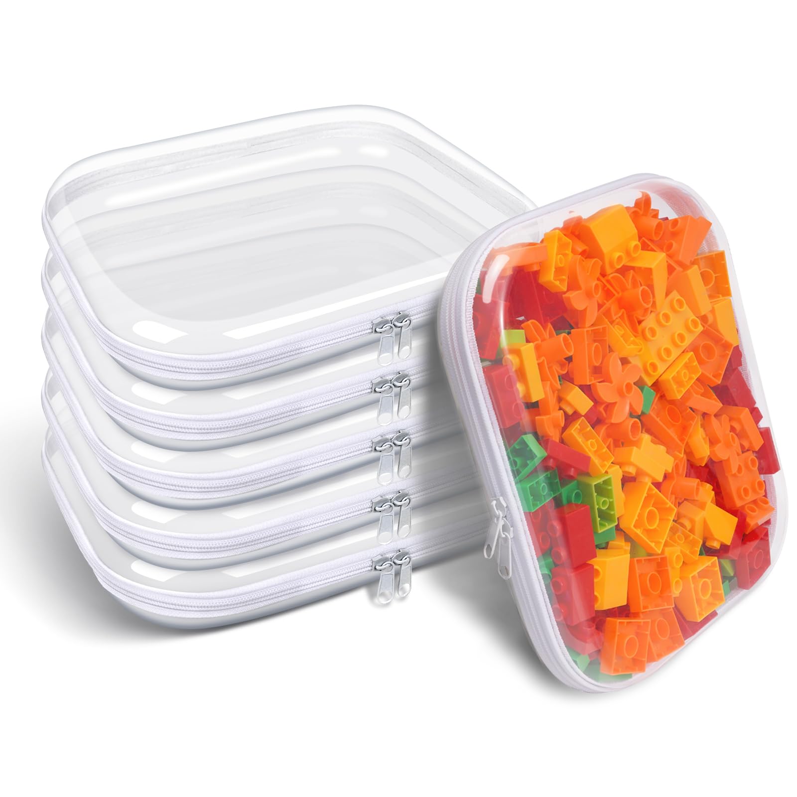Photo 1 of ***MISSING PARTS***SXS LACONIC Clear Hard Plastic Zipper Case,Transparent Double Zippers Hard Pouch with 6pcs,Portable Travel Organizer Bin for Toy Storage