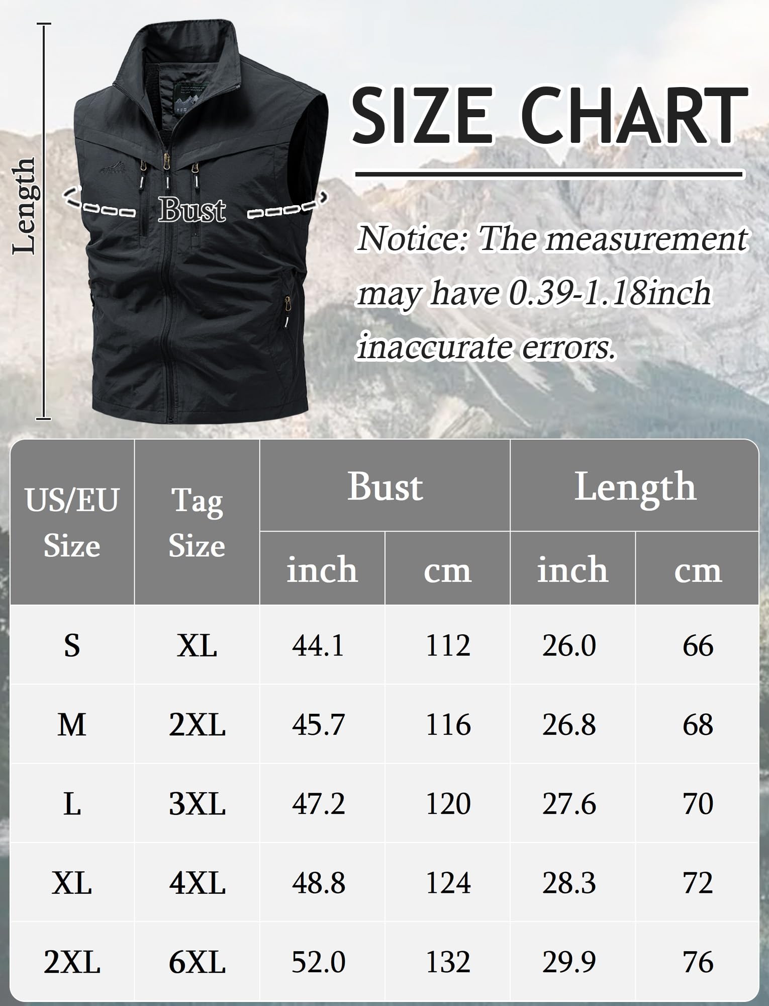 AIEOE Gilet cargo fonctionnel pour homme - Multipoches - Gilet de randonnée pour la chasse, le camping - EU S-3XL