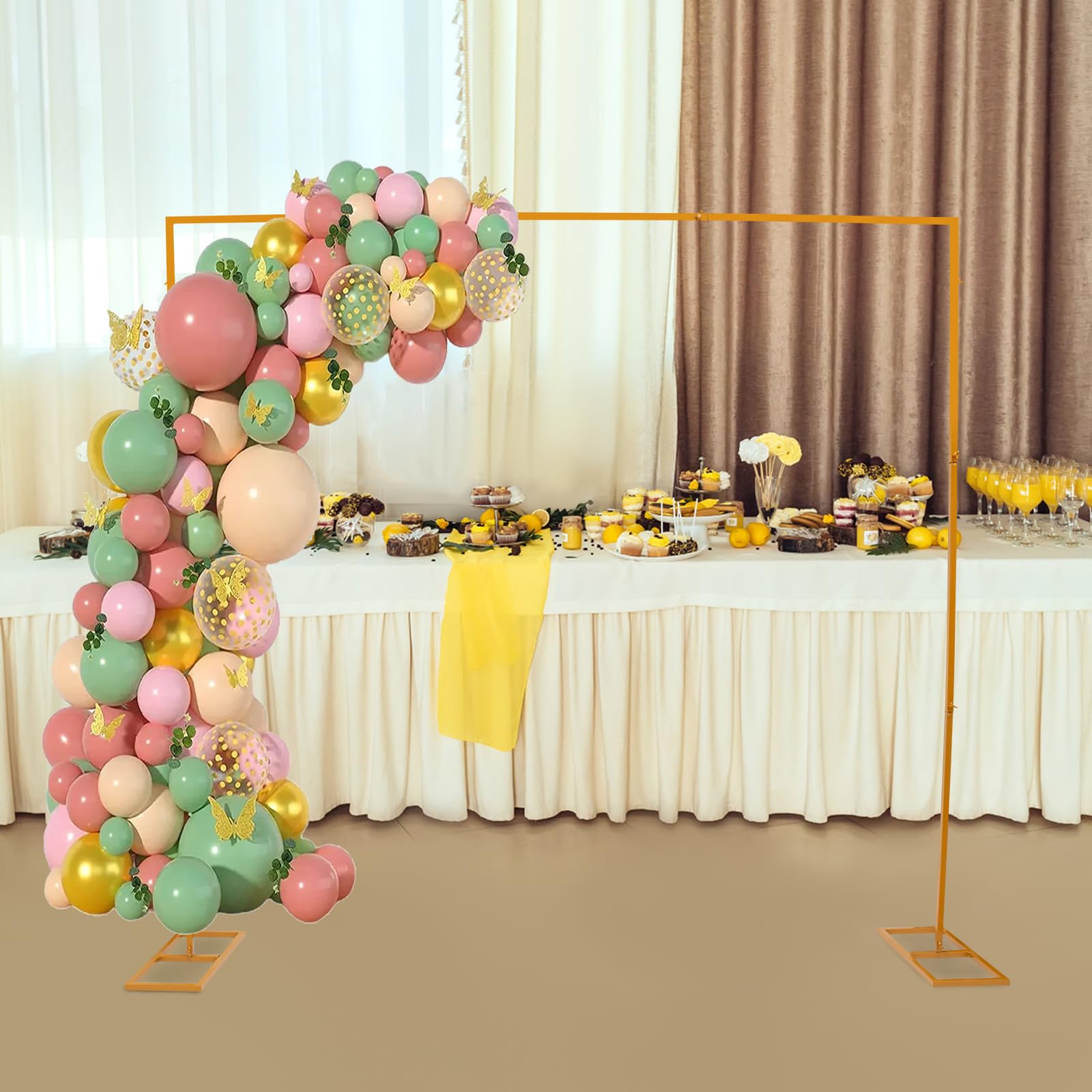Hochzeitsbogen 2.4 * 2.4m Traubogen 5kg Tragfähigkeit Ballonbogen für Gärten, Fotostudio-Hintergründe, Hochzeiten, Geburtstagsfeiern, Jubiläen (Gold)