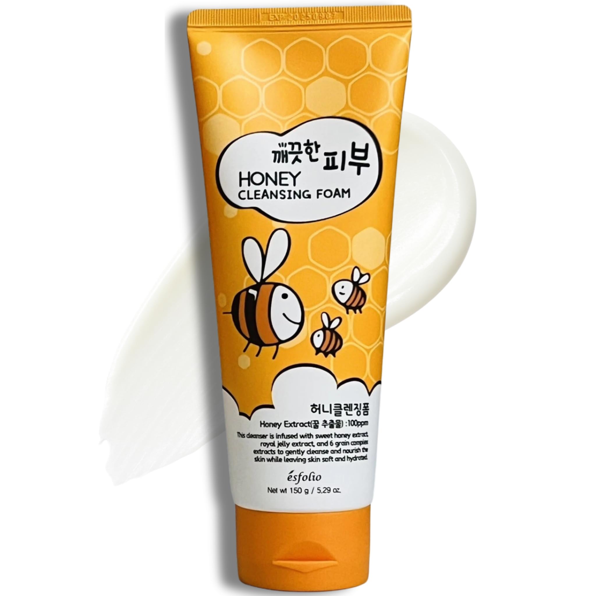 Honey Cleansing Foam – Hydrating Face Wash Dry & Sensitive Skin – Korean Skincare Cleanser Honey Deep Pore Cleansing, Moisturizing, Nourishing Facial Cleanser Smooth Skin (5.29oz -150g)