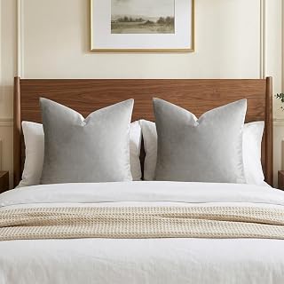 GIGIZAZA Silver Grey Velvet Throw Pillow Covers Big 26x26 Pack of 2