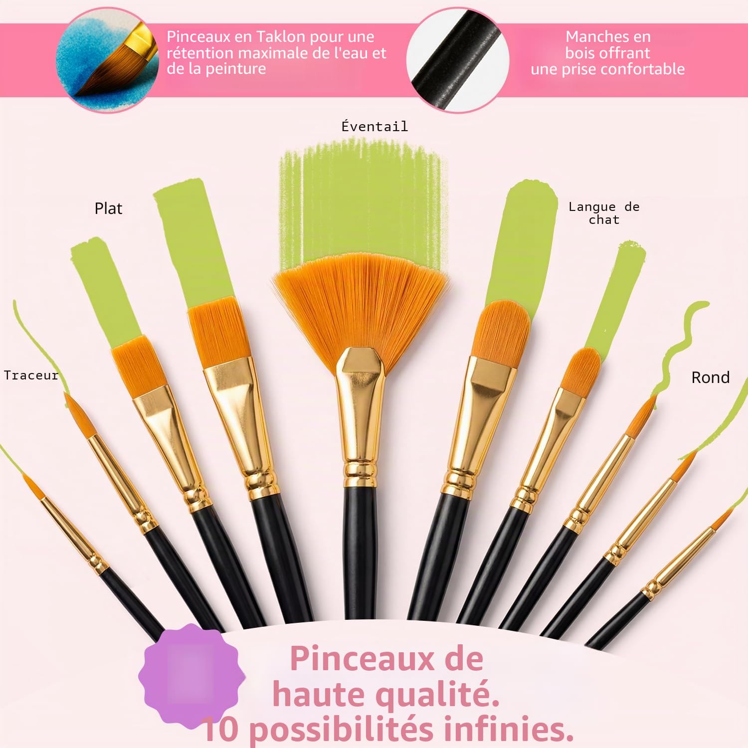 Chalkola Kit de peinture acrylique pour adultes et enfants – Kit de peinture sur toile de 56 pièces avec 32 peintures (22 ml), 10 pinceaux, 10 toiles, chevalet de table, palette, couteau – Fournitures