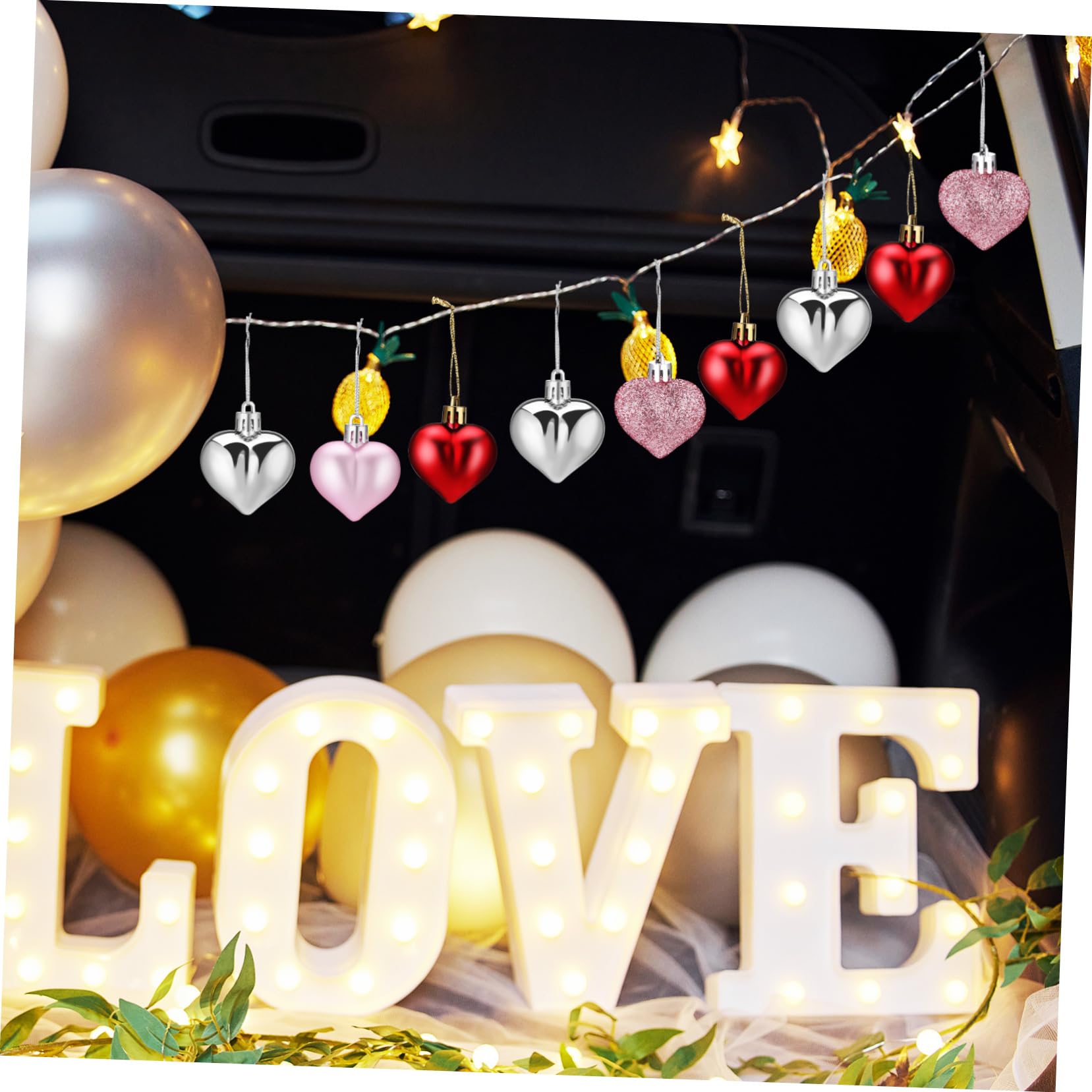 PRETYZOOM 3 Juegos Colgante De Bola De Corazón Corazón Decoraciones Colgantes Bolas Colgantes Bola De San Valentín De San Valentín Decoraciones Árbol De Navidad 48 Uds * 3