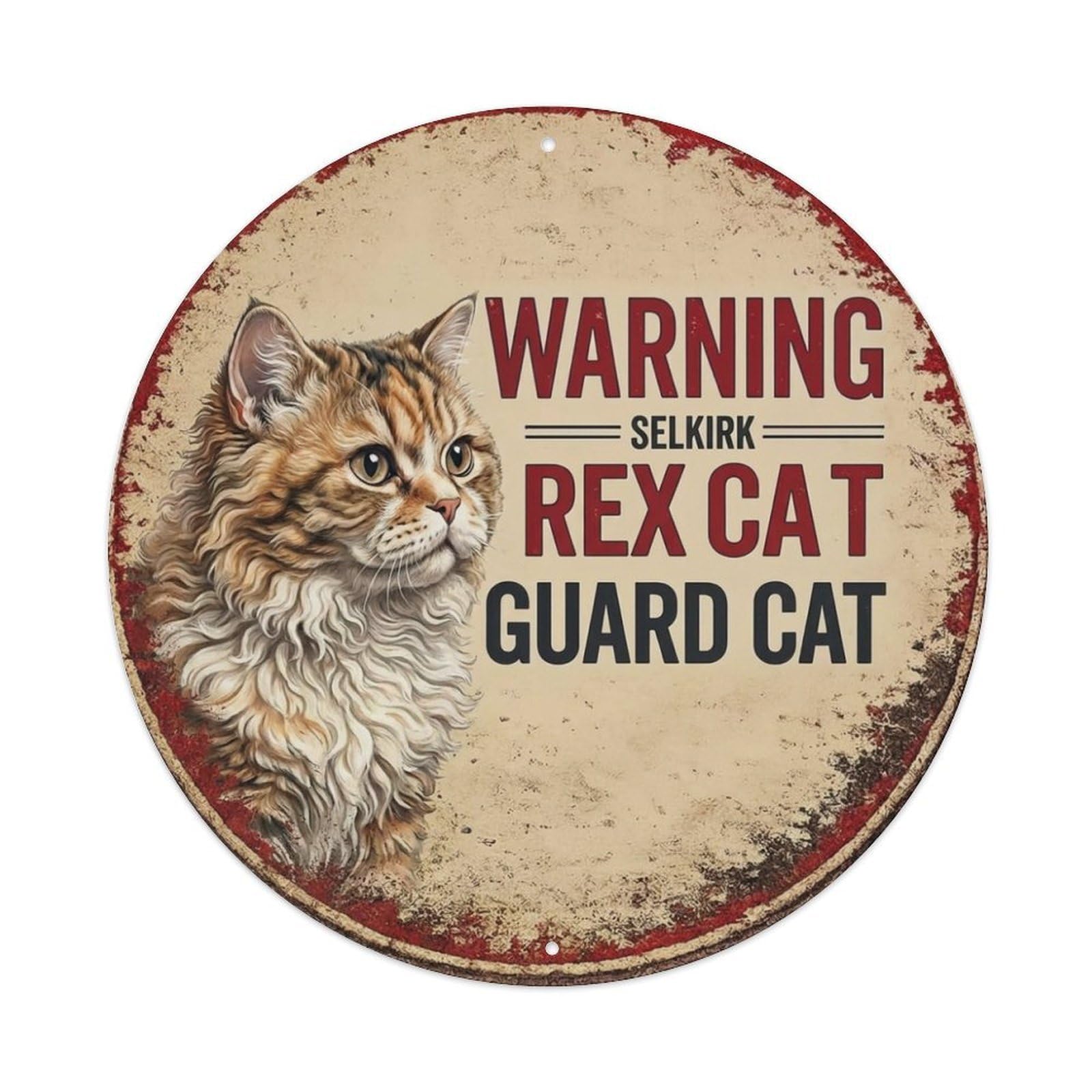 Tgrcjimh Style Metal Tin Sign Vintage Warning Selkirk Rex Cat