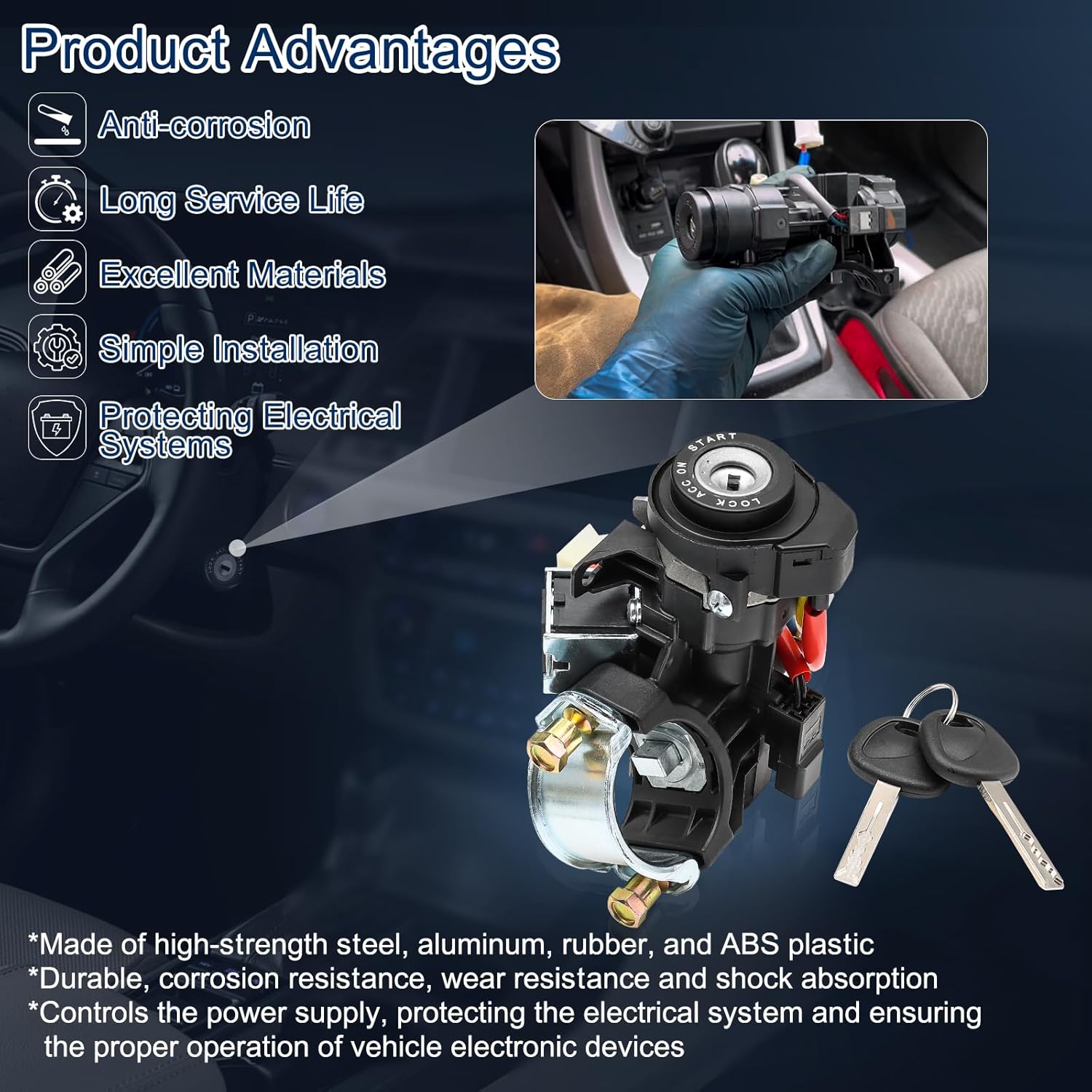 Ignition Lock Cylinder & Housing for 2015-2019 Hyundai Sonata Ignition Switch Assembly with 2 Keys, #OE 81905-C2510 81905C2510, 81970-C1A00