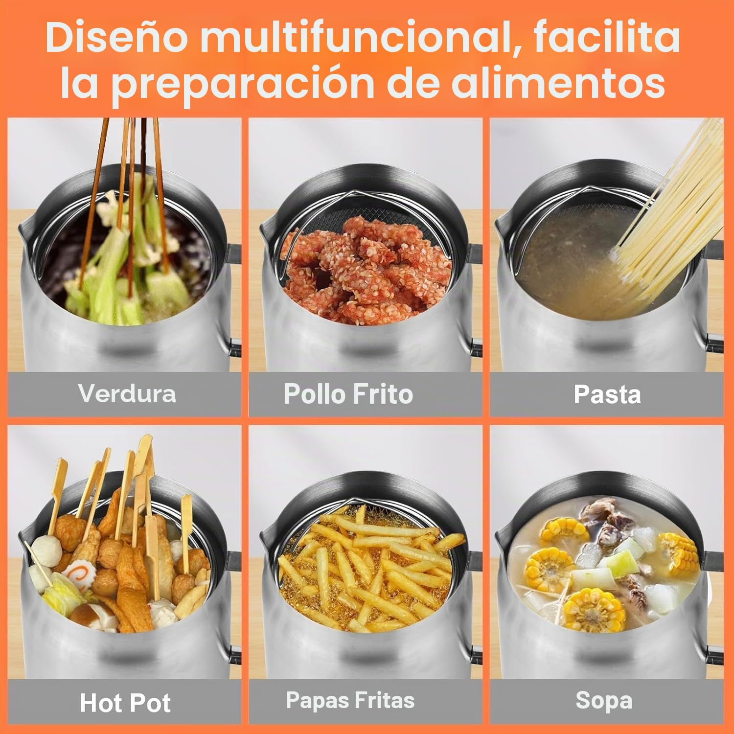 Cacerola para freír con filtro de malla fina, acero inoxidable, depósito de aceite de 2 l y recipiente de grasa para freír y grasa para alimentos, utensilios de cocina
