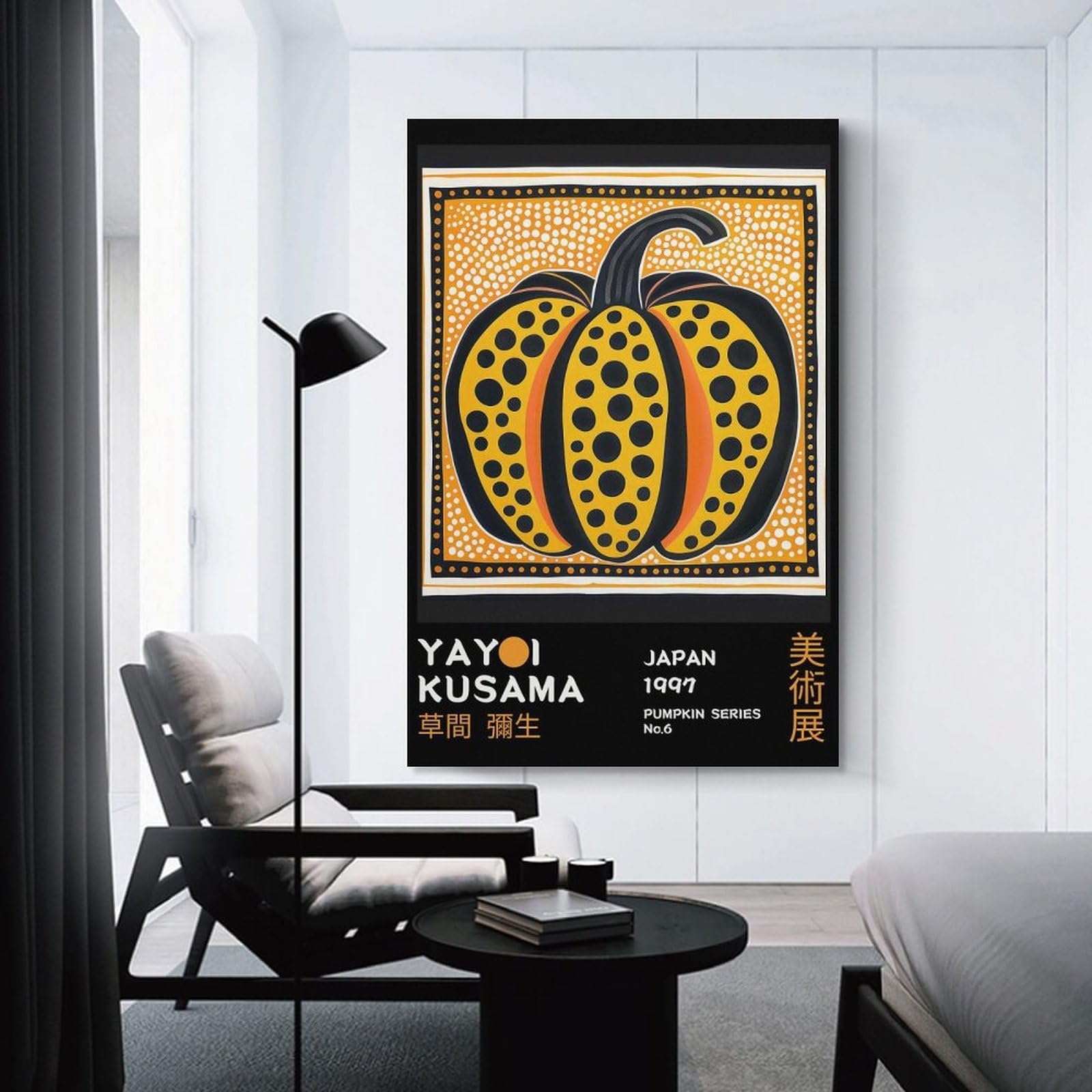 Junmoney Unframe-Style-6 Canvas Wall Art Yayoi Kusama Pumpkin No.6 Exhibition Poster, 20X30inch(50X75cm), For Lounge, Study, Hallway Or Flat Walls, Canvas Wall Art That Fits Changing Layouts