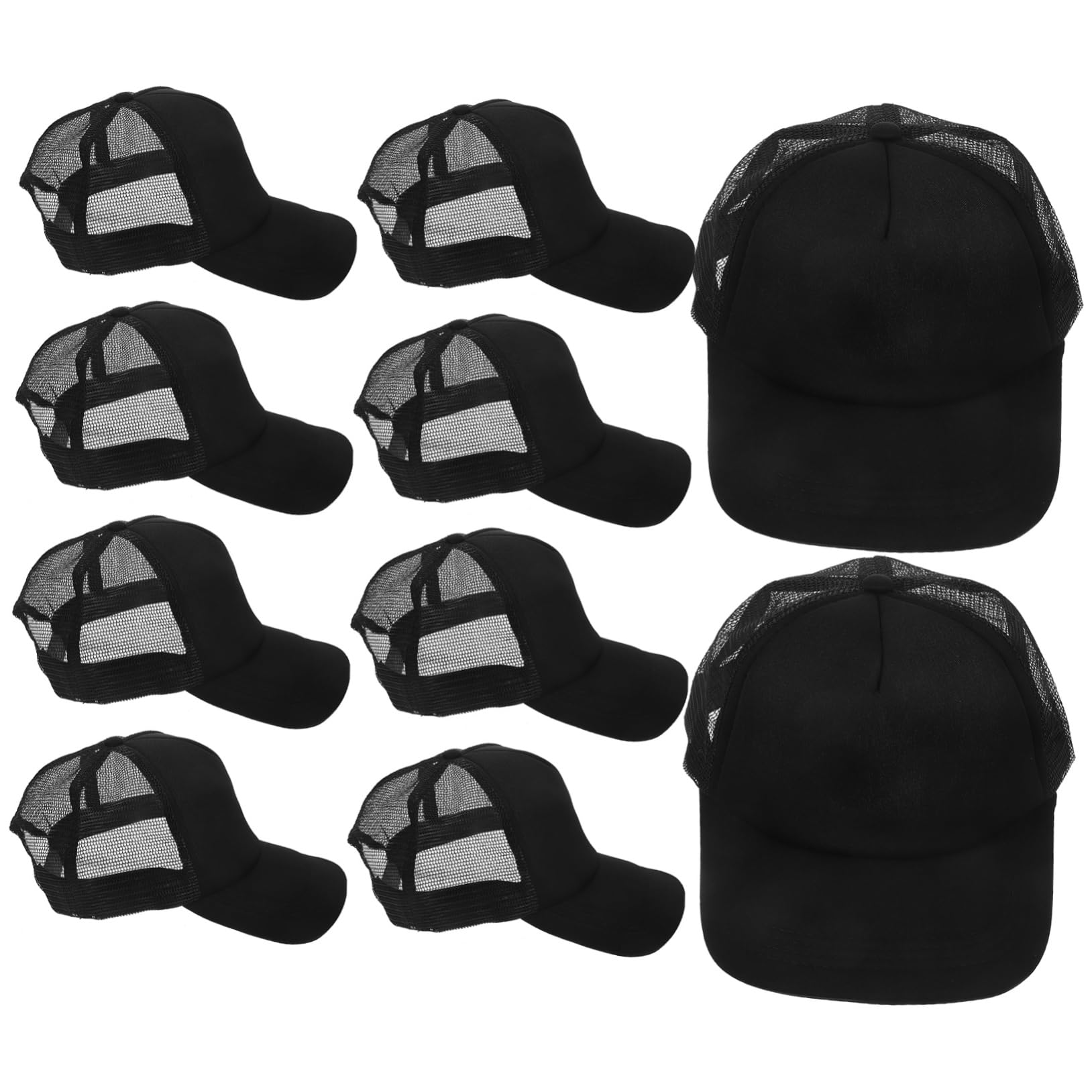 GALPADA 10 Cappelli per Sublimazione Vuoti, Berretto da Baseball in Poliestere Nero, Rete Traspirante, per Trasferimento Termico, 10 Pezzi
