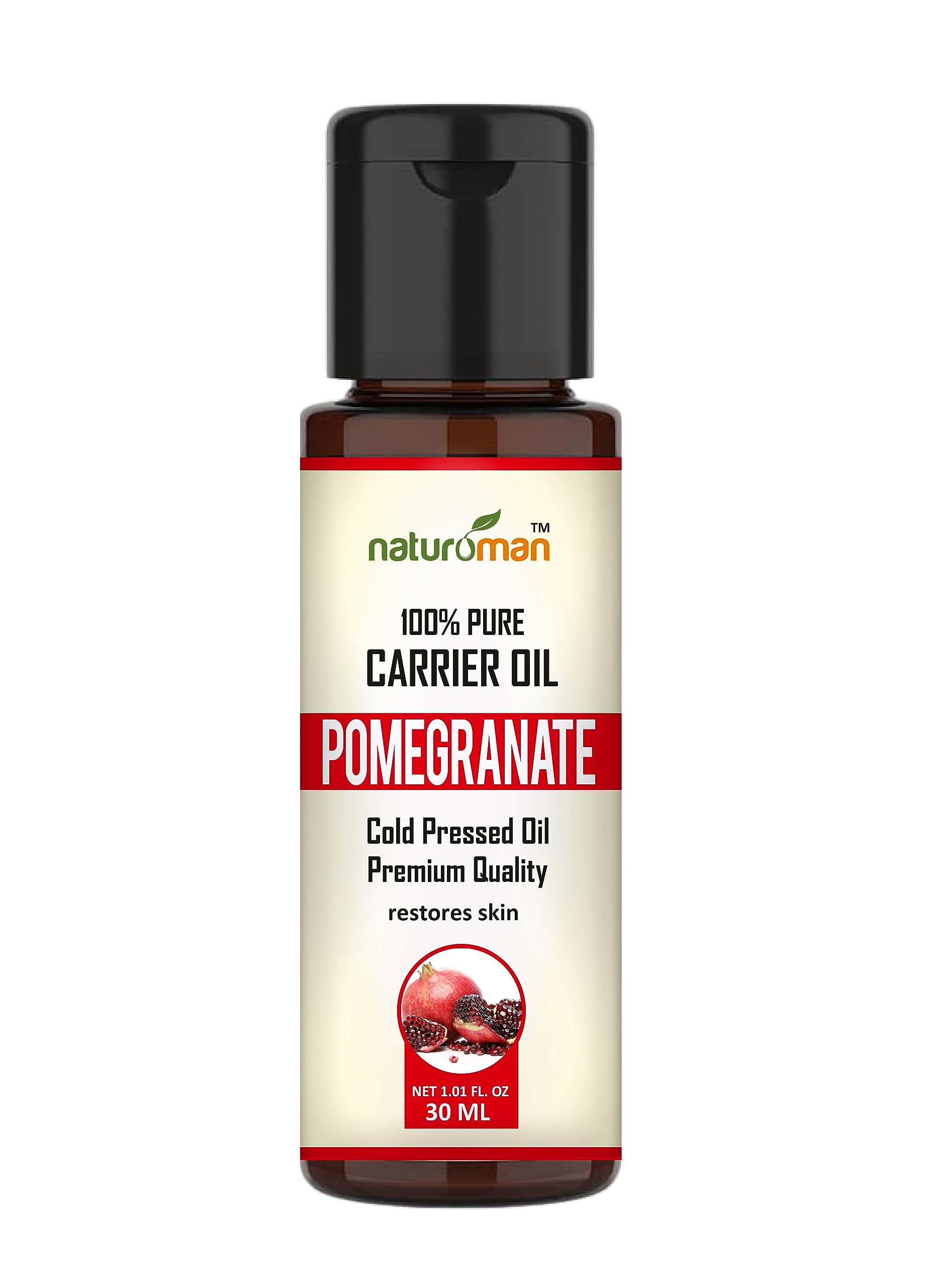 Naturoman Undiluted Pomegranate Seed Carrier Oil | Suitable for All Skin Types | 100% Pure & Natural | For Skin, Hair, Face, Body & Nails | Pack of 1 | 30 ml
