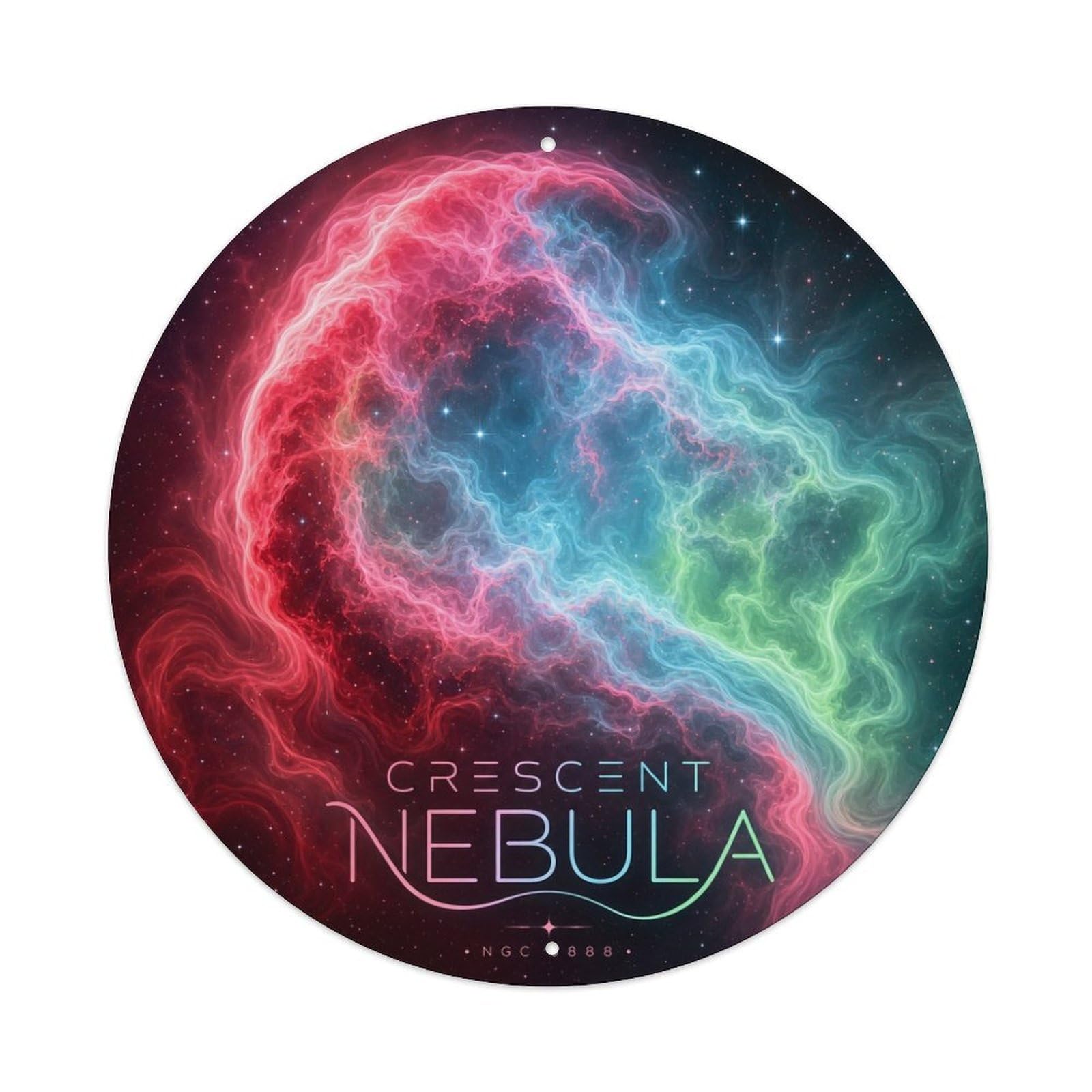 Crescent Nebula Cosmic Astral Starry Sky Retro Sci Fi Metal Tin Sign Plaque Wall Decor for Cafe, Man Cave, Club Bar, Office, Home Garden Round Metal Poster 8x8Inch
