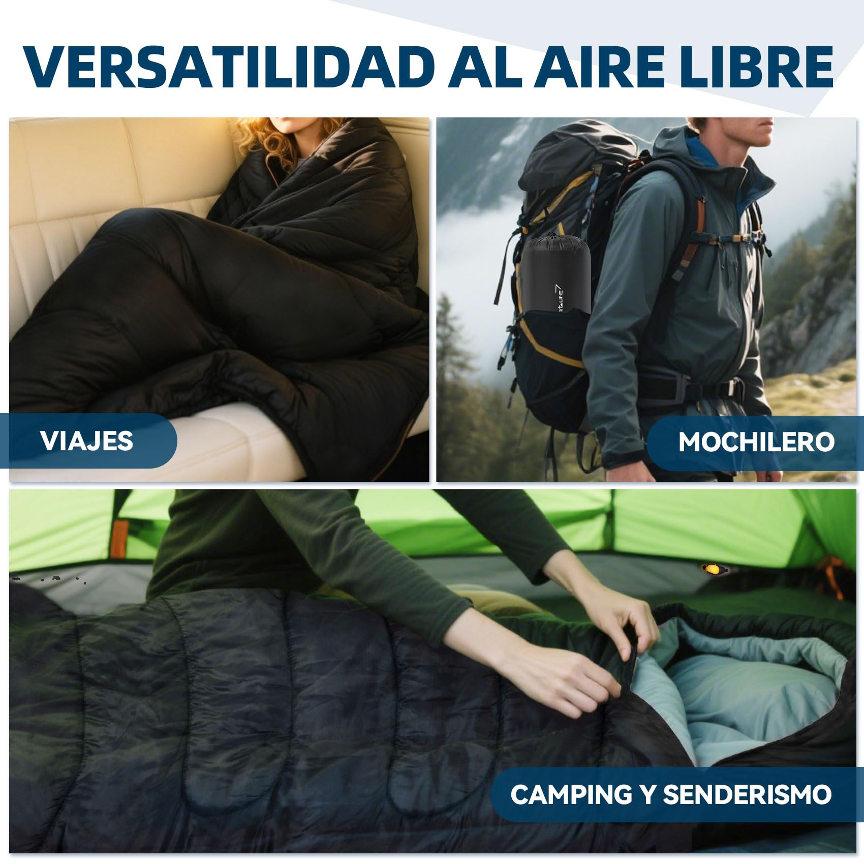 Clostnature Saco de Dormir Adulto Ligero y Compacto - Saco Dormir Ultraligero 3 Estaciones para Camping, Portátil, Senderismo y Mochilero, Excursiones - Cálido y Espacioso para Hombre, Mujer, Deportes