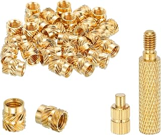 uxcell 30 Pcs Threaded Inserts with Soldering Iron Tip Press Tool, M4 x 8mm H x 6mm OD Brass Metric Knurled Nuts Heat Set Inserts Embedment Nut for 3D Printing Plastic Parts