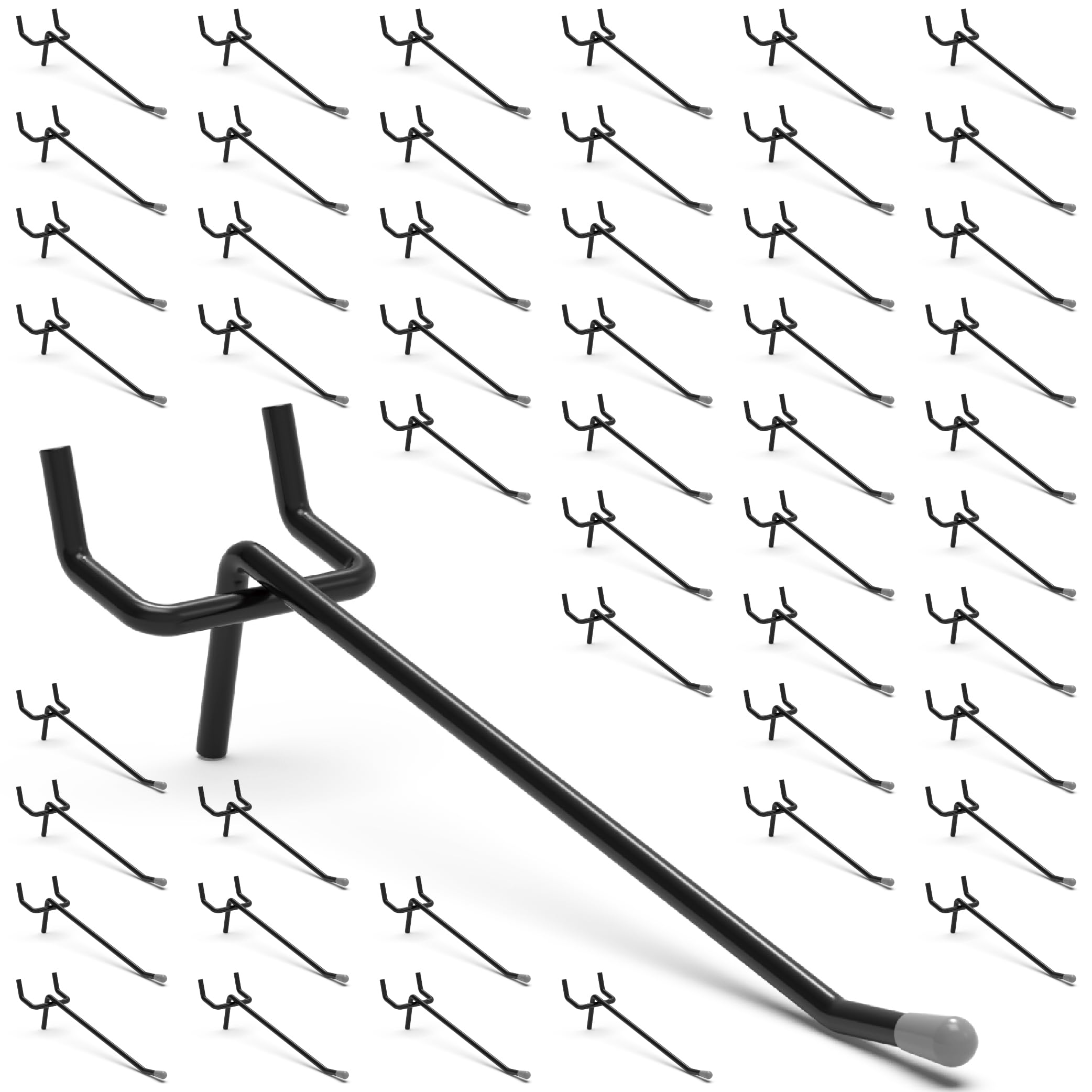 50-Pack Black Pegboard Hooks 4 Inch Fits 1/8 and 1/4 Inch Boards