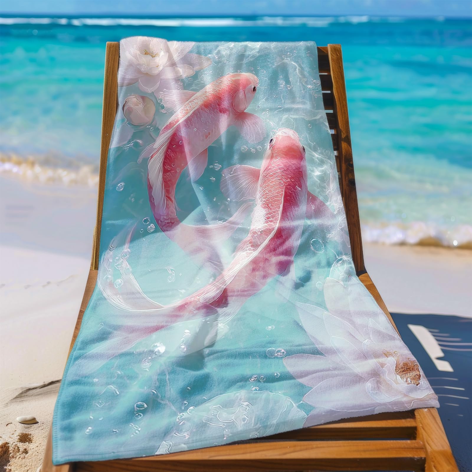 Générique Serviette Microfibre Plage Poisson Rose