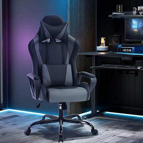 Miniatura 9 de Silla de juegos de respaldo alto silla ergonómica de videojuegos silla de computadora reclinable de altura ajustable con soporte lumbar reposabrazos