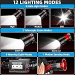 Dszuu Rechargeable Headlamp High Lumens, LED Headlight with 12 Modes, Zoomable, IPX7 Waterproof, Motion Sensor Brightest Head Lamp, Powerful Hardhat Headlamps for Running, Camping, Emergency