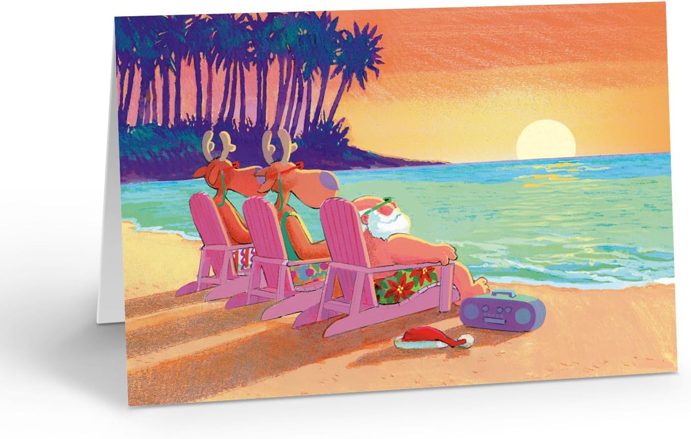 Stonehouse Collection | Personalized Tropical Beach Christmas Cards | Custom Santa in Hawaii | Sunset at the Beach Holiday Cards | Ocean Christmas Cards (Personalized)