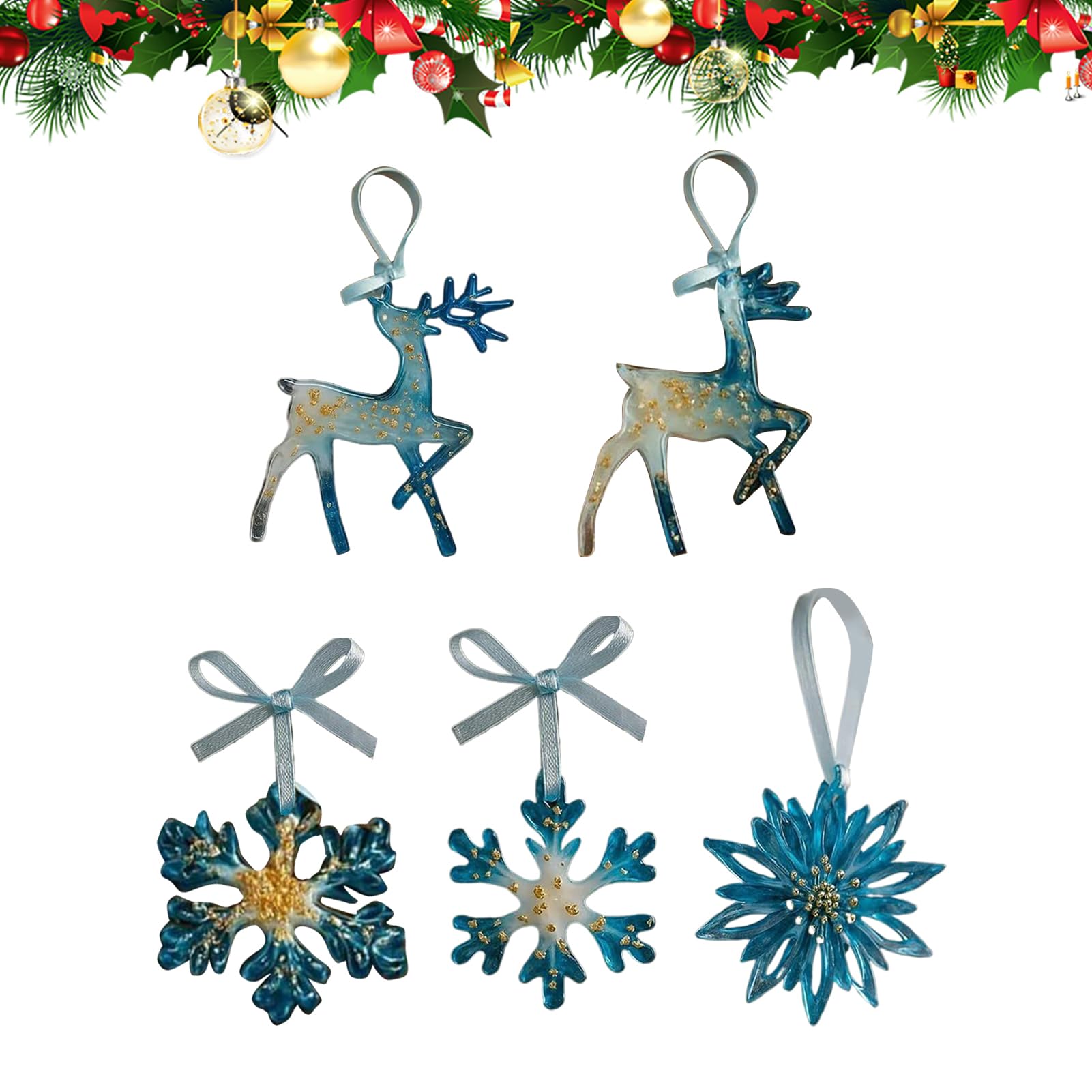 Décoration de Noël renne acrylique et pendentif cheminée flocon de neige