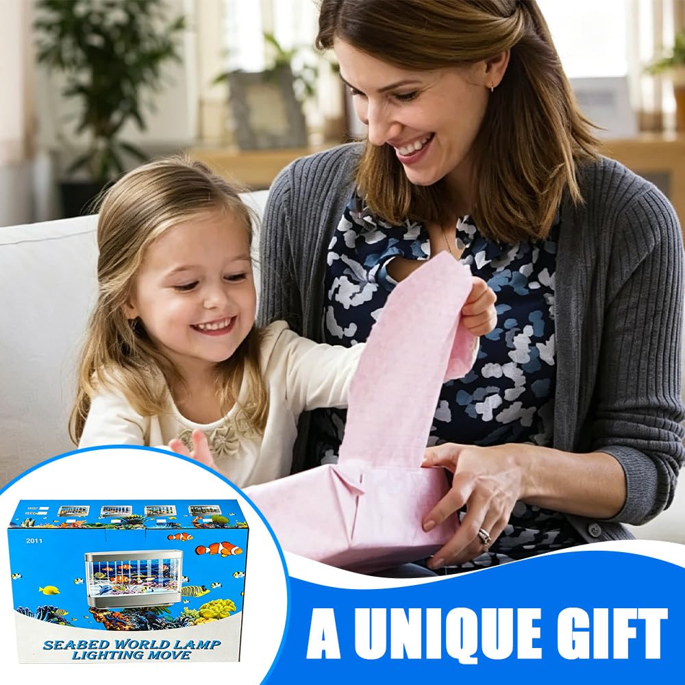 Künstliches Aquarium Lampe Lavalampe, Mini Aquarium Baby mit Sanfter, Augenschonender Beleuchtung, Leiser Energiespar Schreibtischaquarium, Gute Wahl für Geschenke Raumdekoration