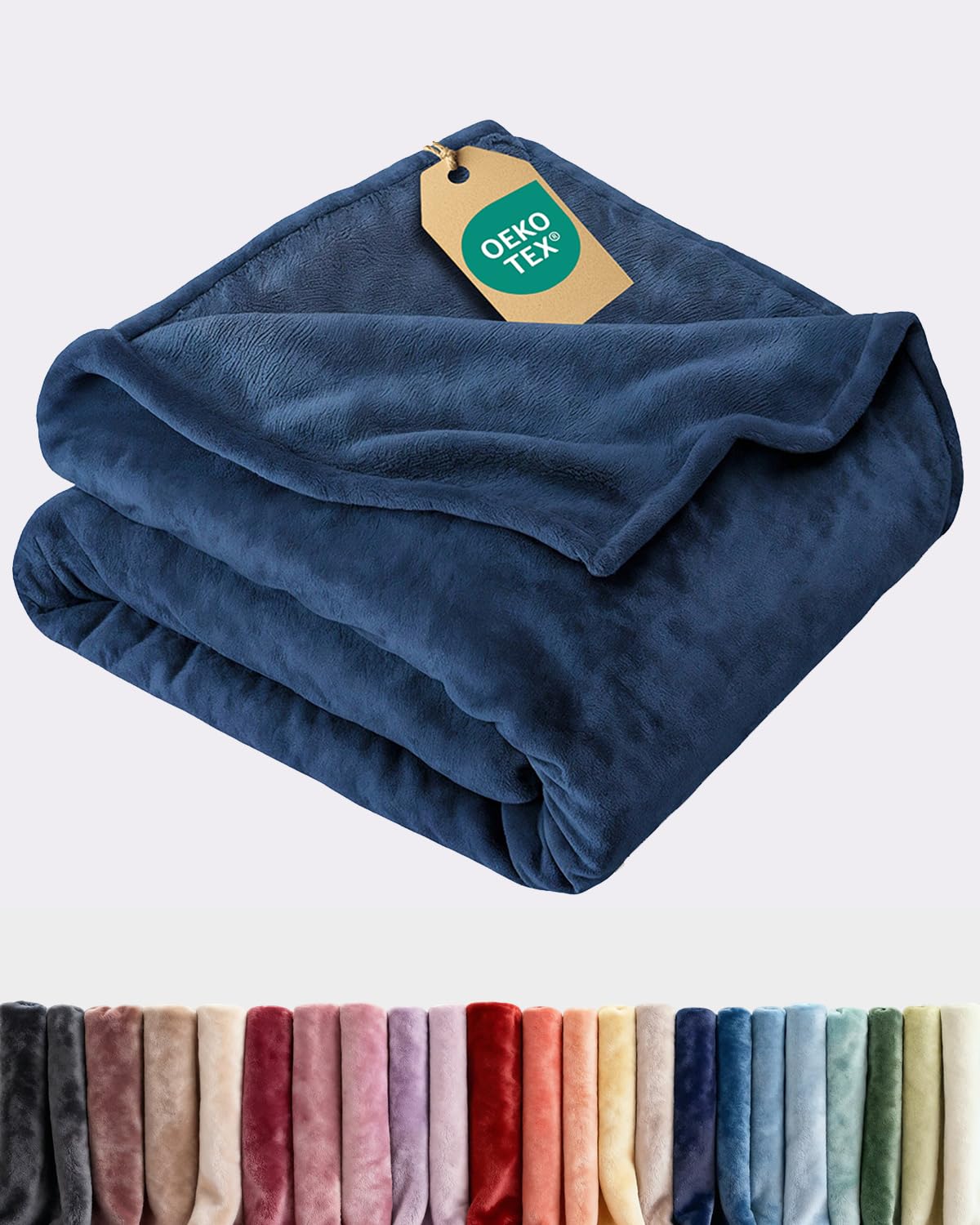 Ultra Soft Fleece Blanket Throw Size - Flannel Fleece Luxury Throw Blanket - Lightweight for Couch Bed Chair - Thick, Warm and Breathable - All Season Cozy Fuzzy, Anti-Static Microplush Bedding, Navy