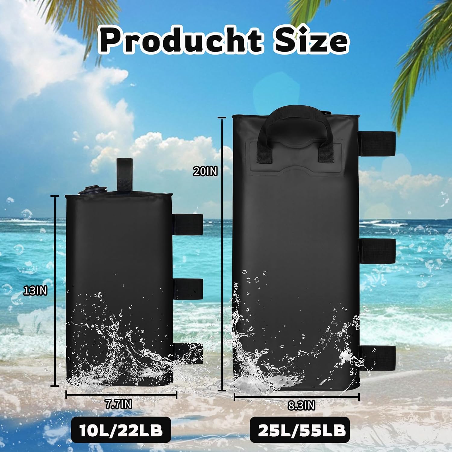 slashome 4 Pack 25 L Canopy Water Weights for Wind, 220 Lb Water Bag Weights, Heavy Duty Anti-Tip Tent Stakes Leg Weight Bags for Gazebo, Pop Up Canopy, Party Tent, Market Stall (25 L, 4)