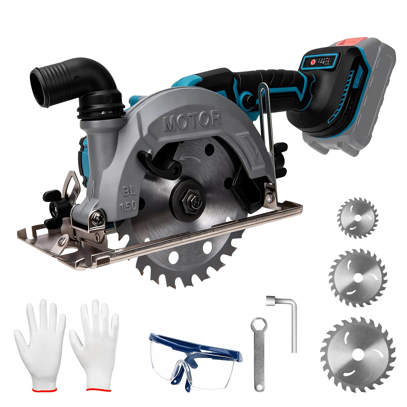 Mini Sierra Circular Inalámbrica sin Escobillas 18V, 7000 RPM Sierra de Mano Compatible con Batería Makita, Corte Biselado 0-45°, Profundidad Ajustable para Madera y Plástico (Sin Batería)
