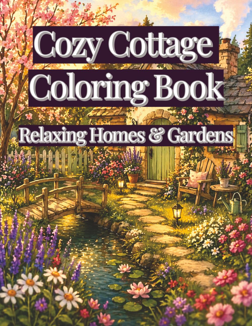 Cozy Cottage Coloring Book: Relaxing Homes & Gardens