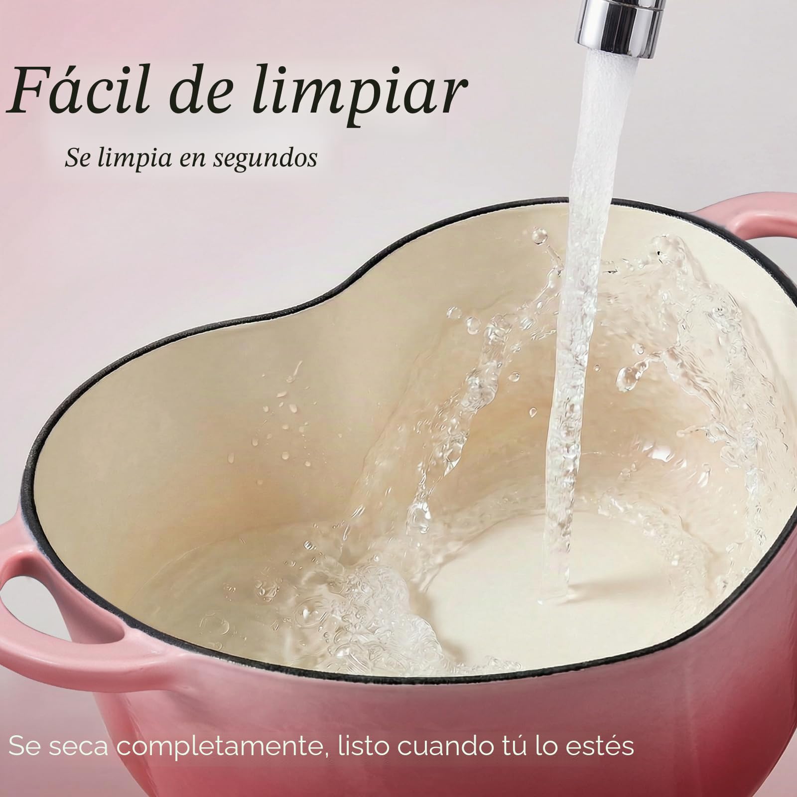 Overmont Olla Holandesa de Hierro Fundido Esmaltado Forma de corazón - 1.89L Cacerola con Tapa - Apta para Cocina y Horno, Hornear Estofar Asar - Regalo para Bodas y Festividades - Rosa