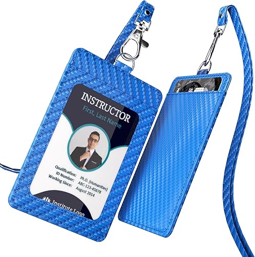 Porta Tarjeta de Identificación de Fibra de Carbono para Trabajo con Cordón es un Porta Tarjetas Elegante y Duradero con Capacidad para Dos