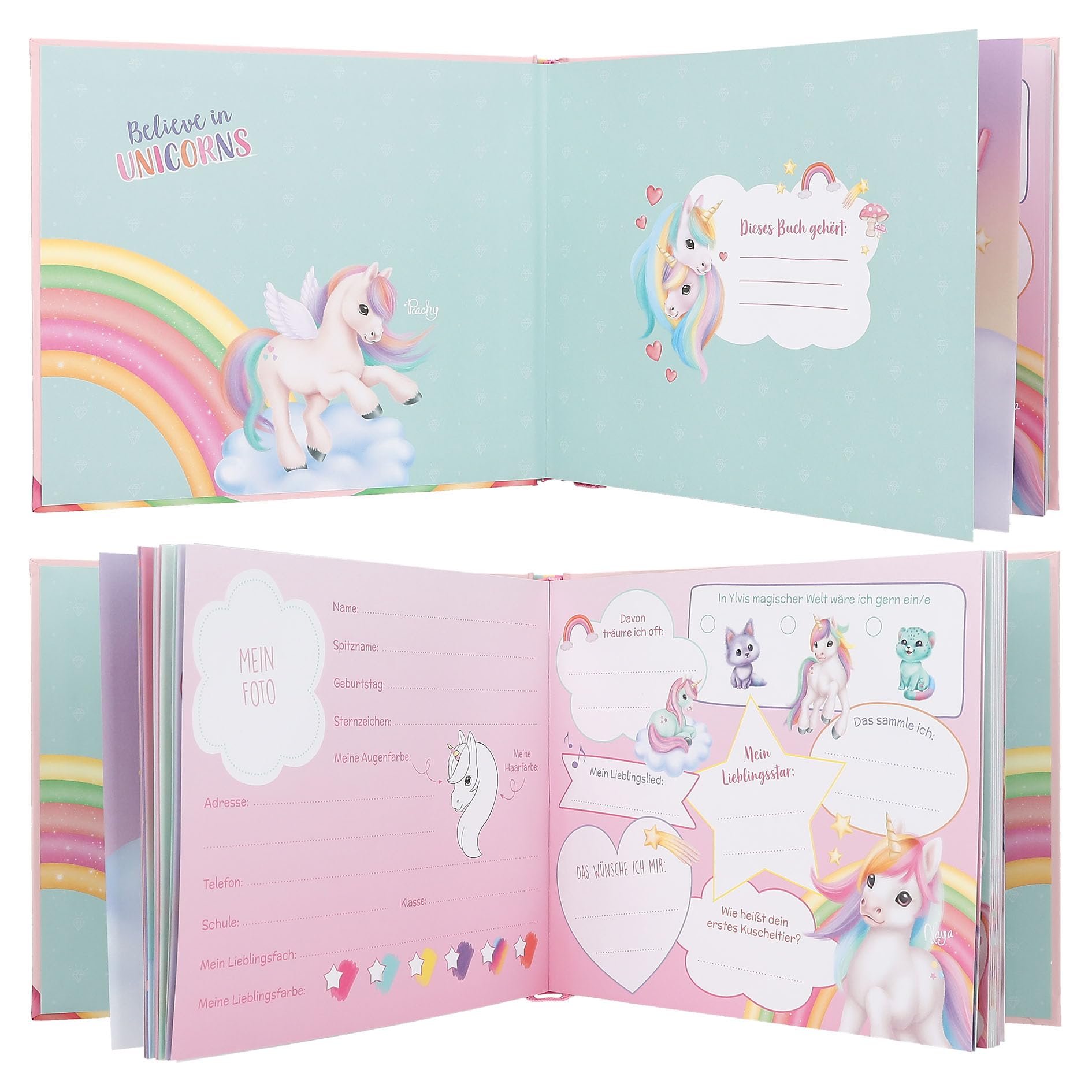 Depesche Ylvi Livre des Amis Rose Licorne Arc-en-Ciel 108 Pages