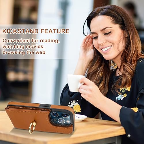 Miniatura 6 de Folosu Funda compatible con iPhone 13 Pro con soporte para tarjetas, rotación de 360, soporte de anillo de dedo con función atril, protección RFID,