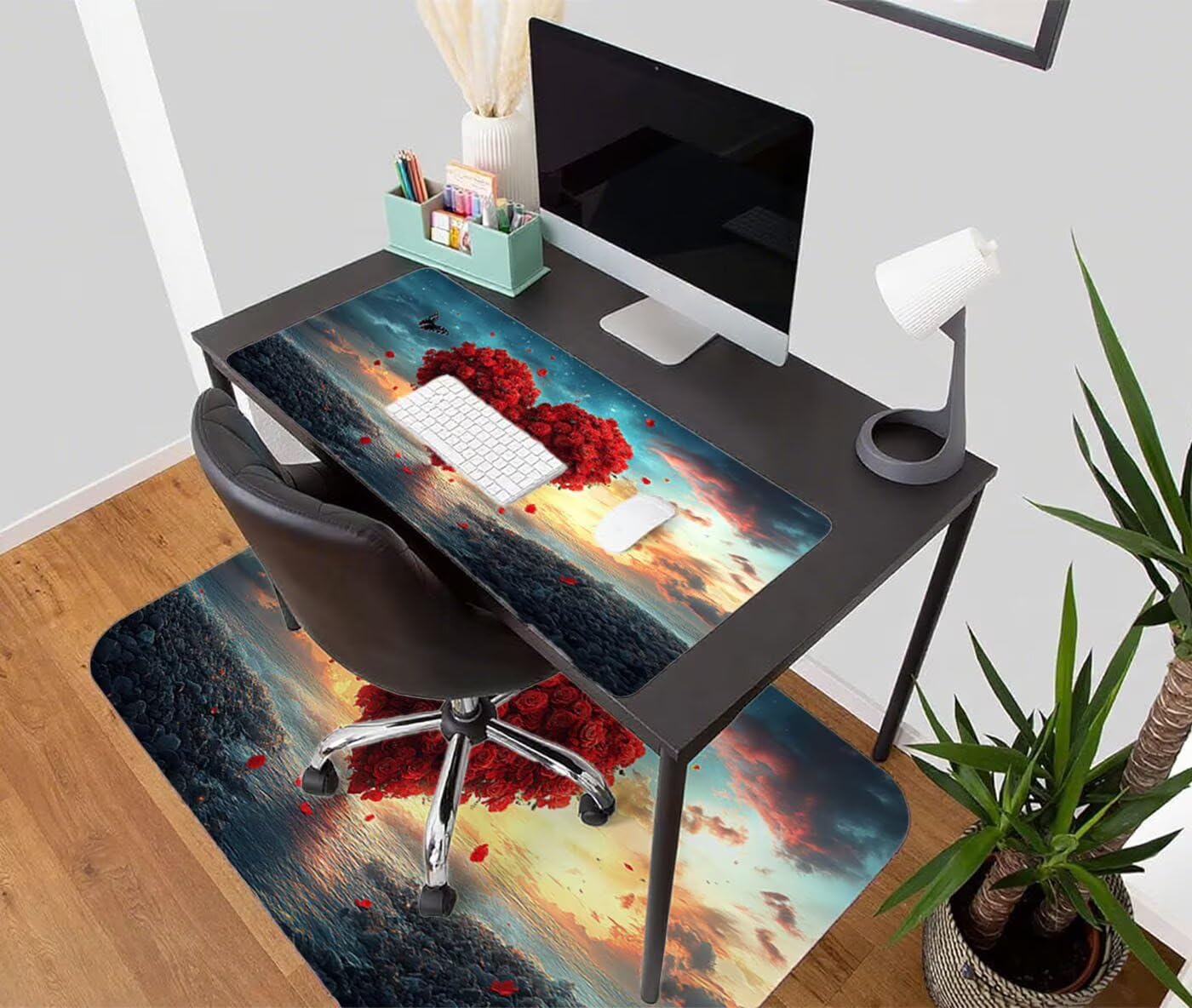 Podkładka pod mysz XXL 1200 x 600 mm duża podkładka pod mysz dla graczy czerwona pod ręką biurko szyte krawędzie wodoodporna antypoślizgowa do komputera, laptopa poprawia precyzję i szybkość, miłość S