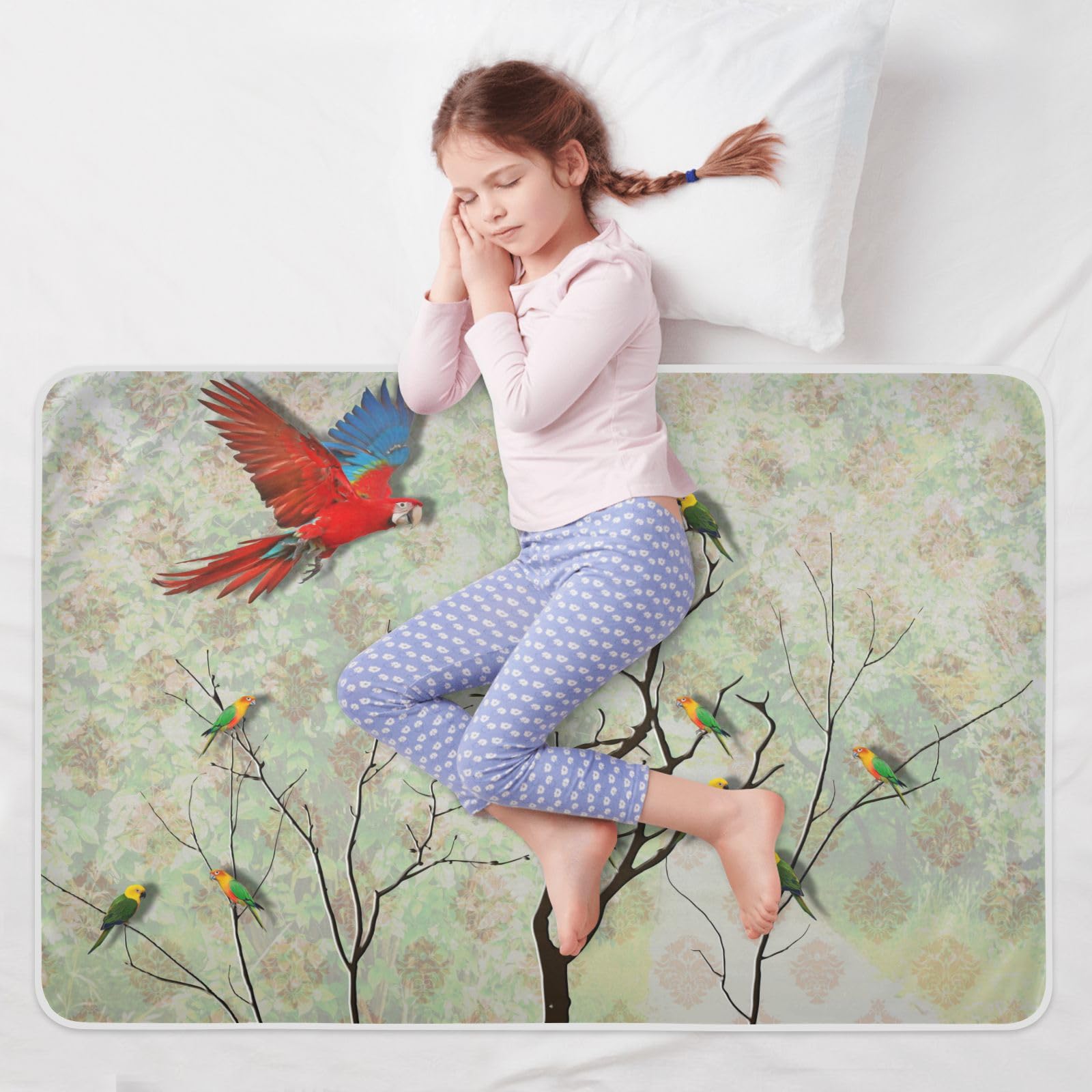 susiyo Beautiful Birds on Tree Branch Bed Pads for Incontinence Mattress Protector Anti-Slip Waterproof Pads (56