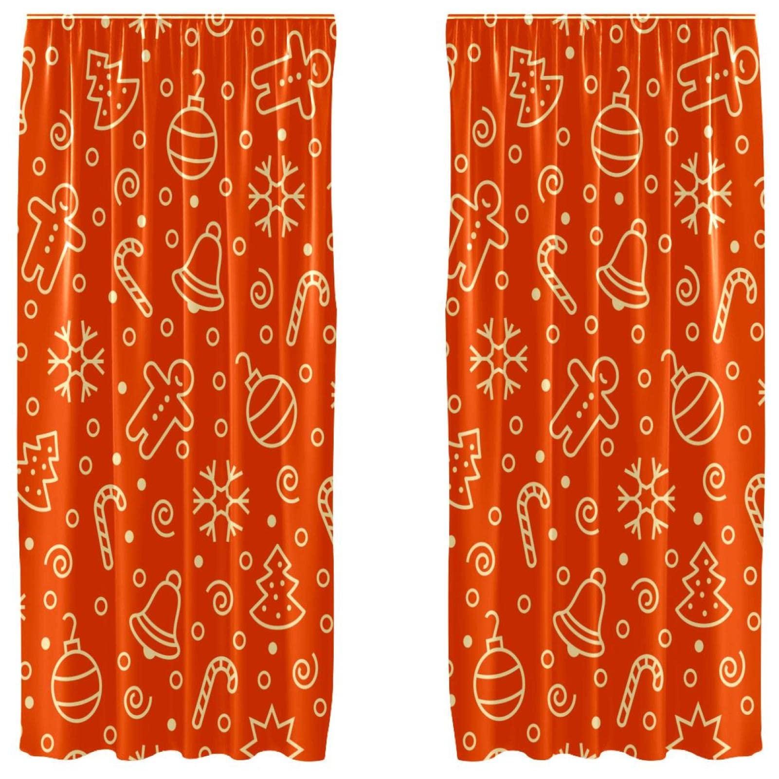Rideaux de Noël orange 140x213 cm pour illuminer votre salon en fêtes