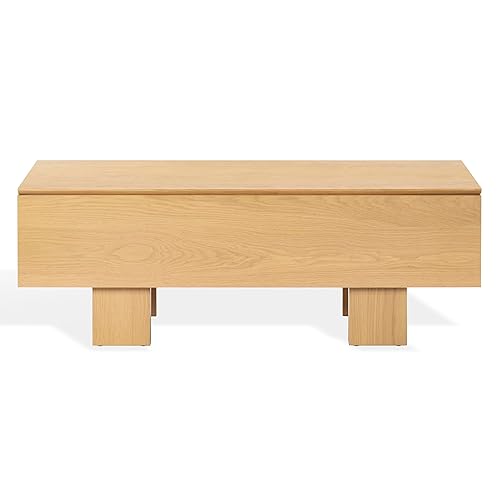 Couture Collection - Sherianya Natural Brown Wood Storage Bench, Modern