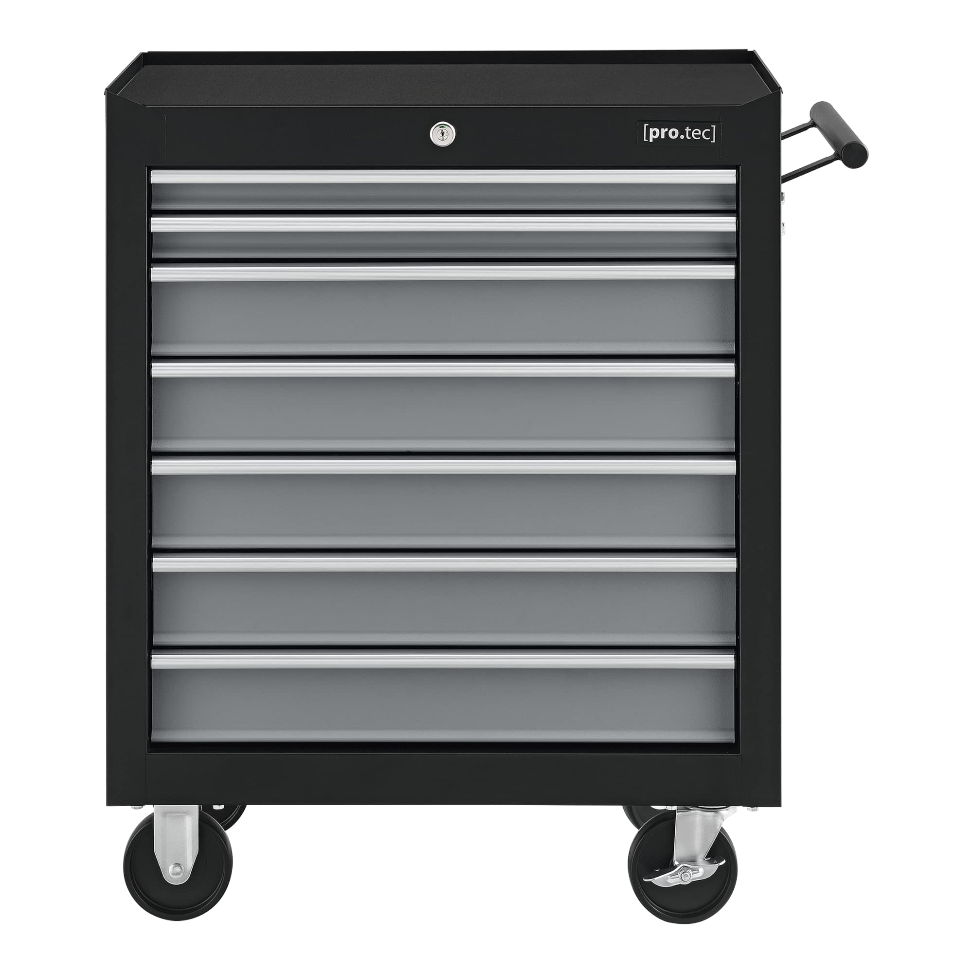pro.tec Carrito de Herramientas de Acero con 7 Cajones y 4 Ruedas Carro de Caja Taller Móvil en Negro 69 x 33 x 77,5 cm Máx. 10kg